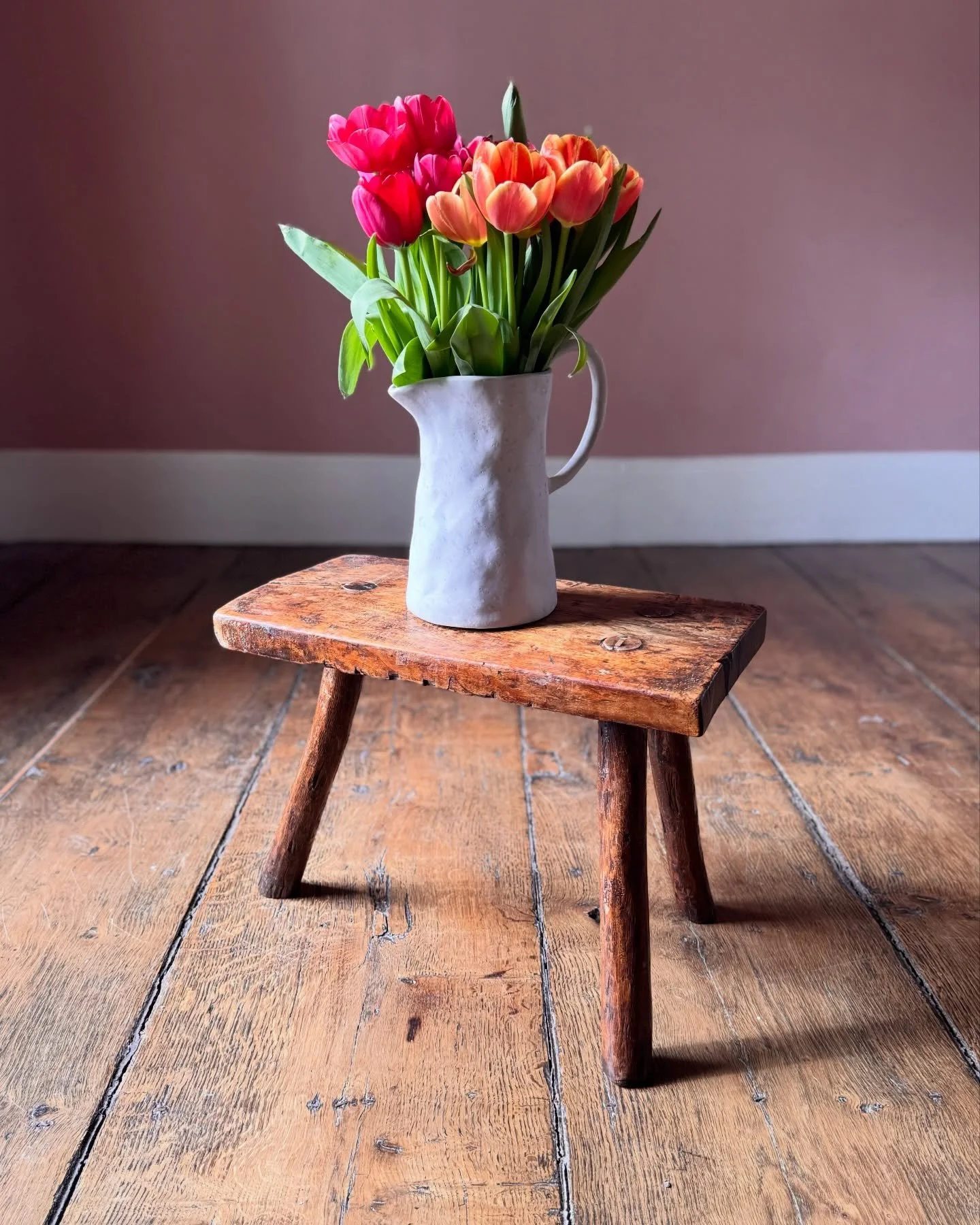 A useful primitive 19th Century stool on three legs. Great little plant stand or small side table.

Height 35 cm
Width 50 cm
Depth 31 cm

Now available on the website via recent acquisitions link in bio or DM for further details