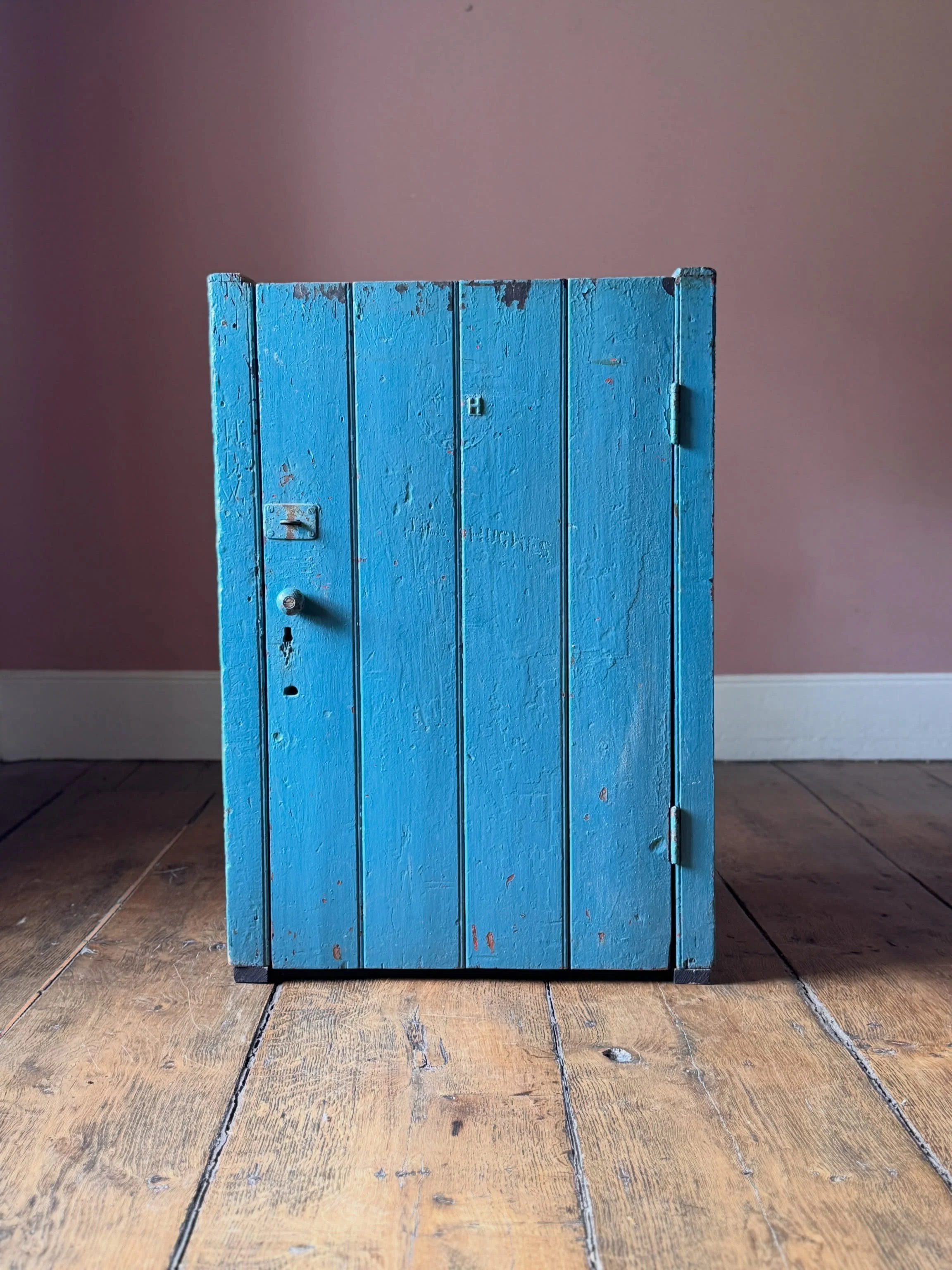 This early 19th Century Welsh food cupboard has everything we like about vernacular furniture and is full of evidence of its earlier lives. Perhaps most interesting is the apotropaic marks on the inside of the door and on the outer door frame. Apotro