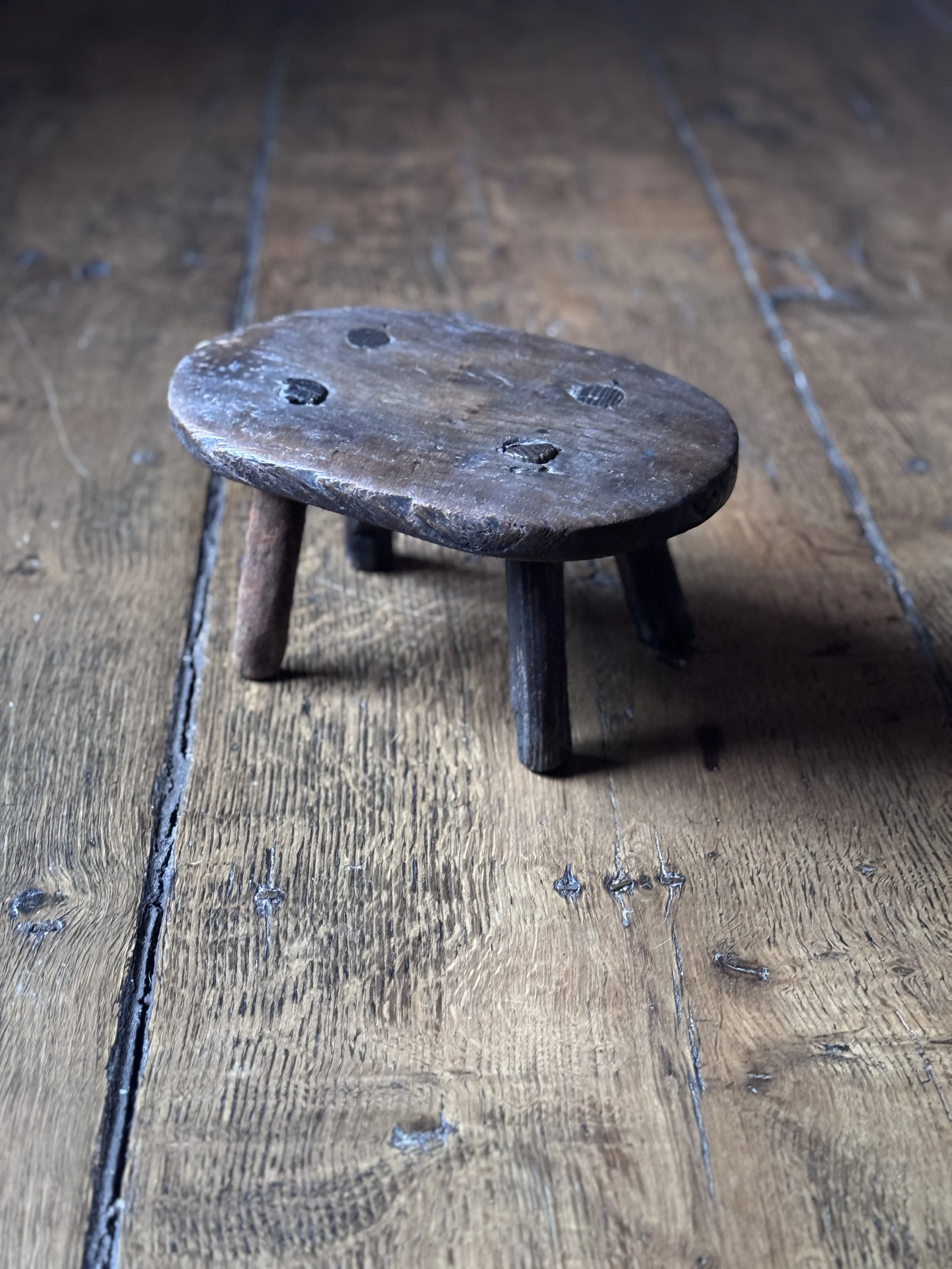 19th Century Elm Stool or Candle Stand