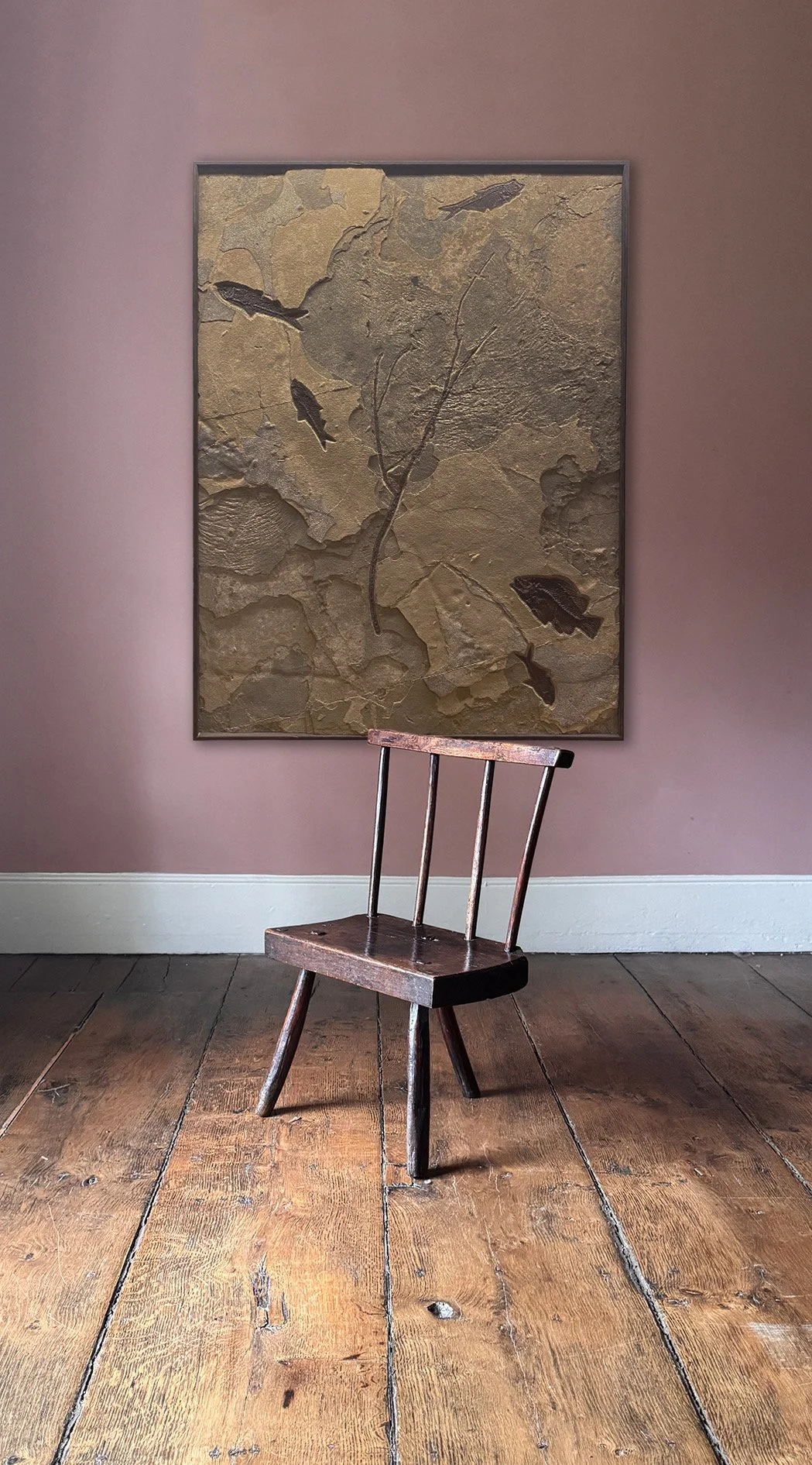 Large Fossilised Fish Mural (Framed)