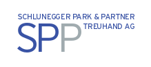 Logo von Schwungger Park & Partner Treuhand AG mit blauer und schwarzer Schrift