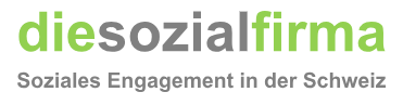 Logo der sozialen Firma mit den Worten »die sozial firma« und dem Untertitel »Soziales Engagement in der Schweiz«