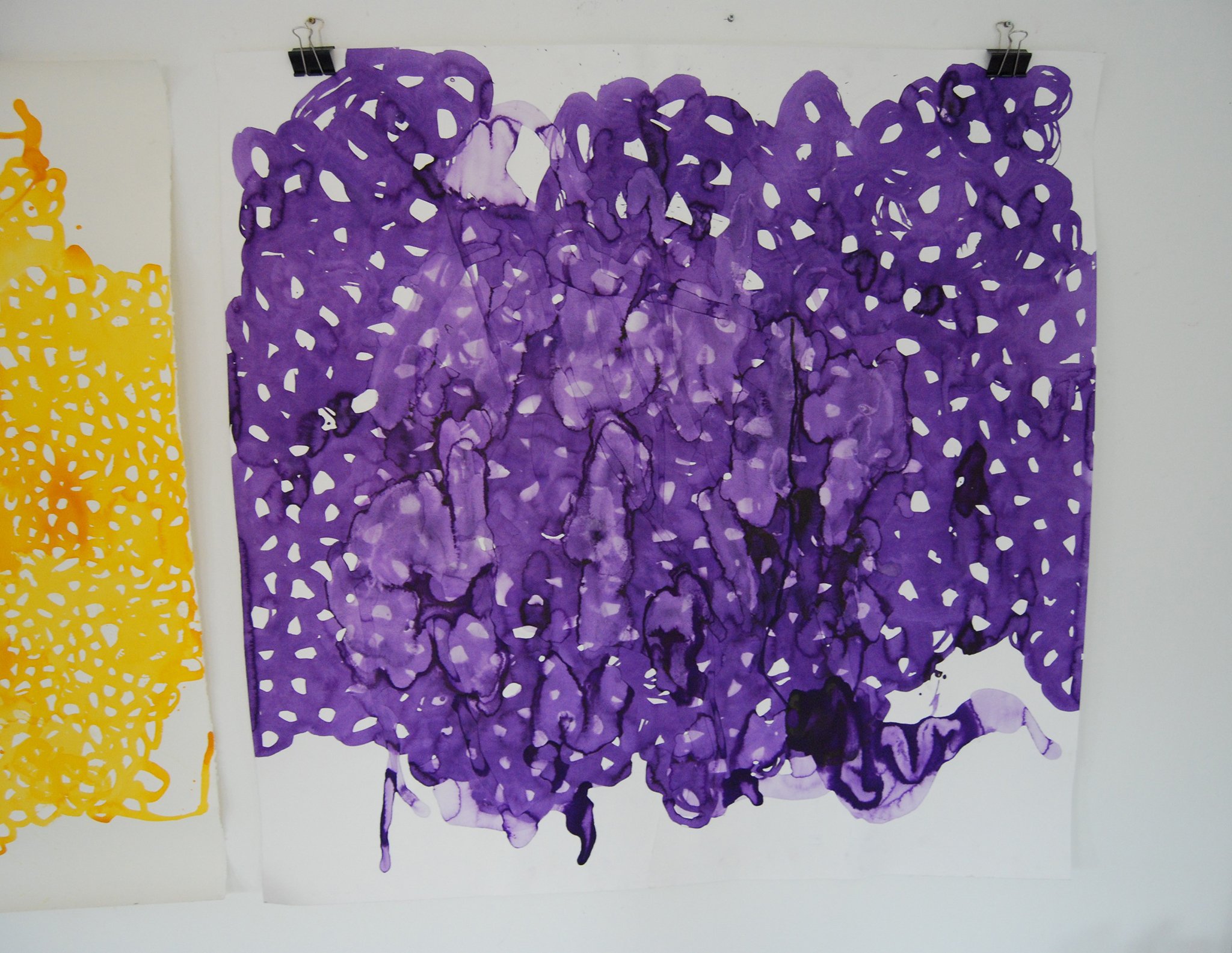 2008_Struktur violett, 110 x 110 cm, Aquarell auf Papier 