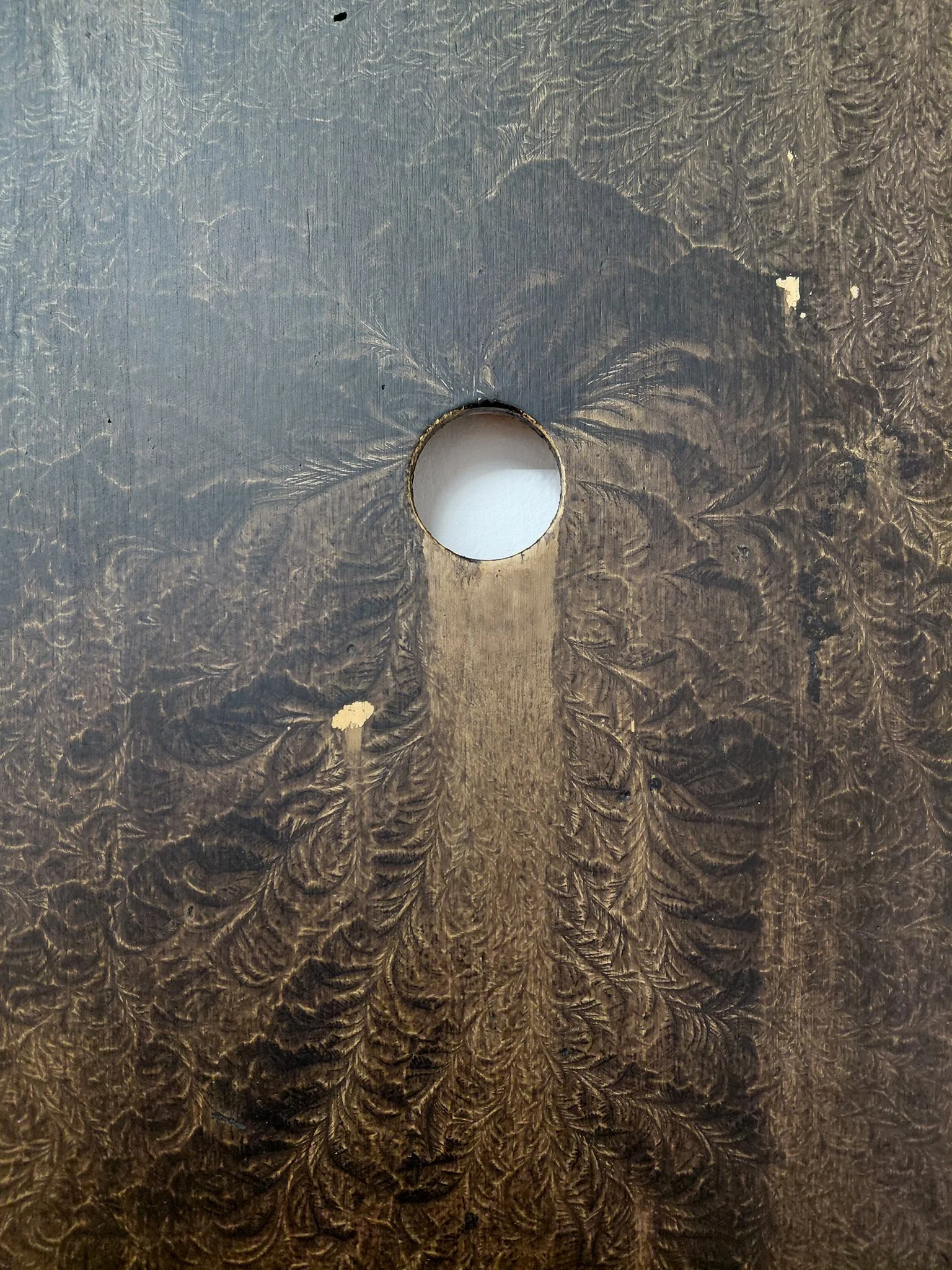 2024_Minusaquarell, Tusche auf Holz, Detail