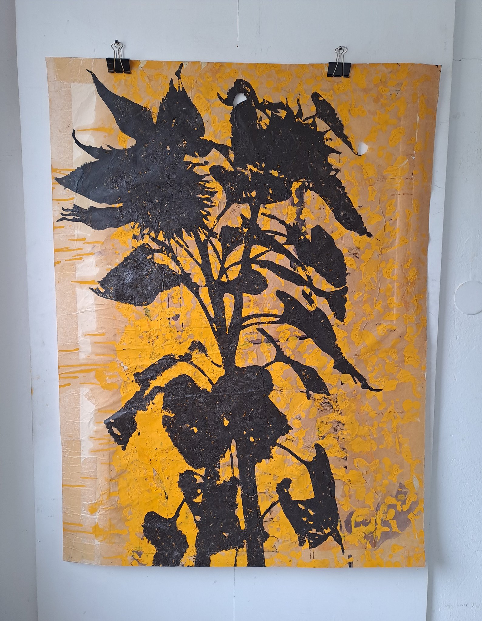 2018_Twin/Helianthus, 118 x 89 cm, Öl auf Packpapier 