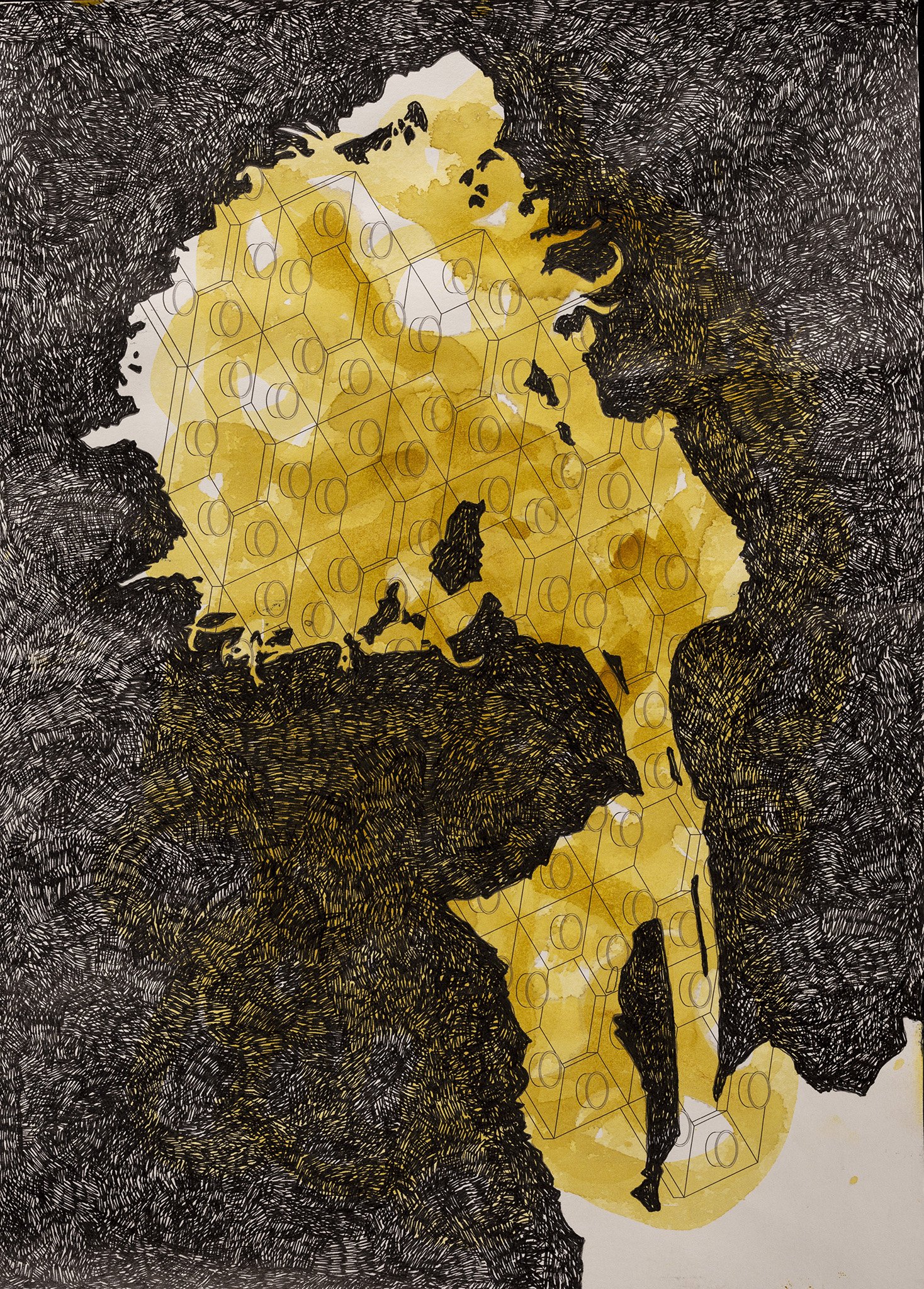 2022_Helianthus Zeichnung, 42 x 30 cm, Mischtechnik auf Papier 