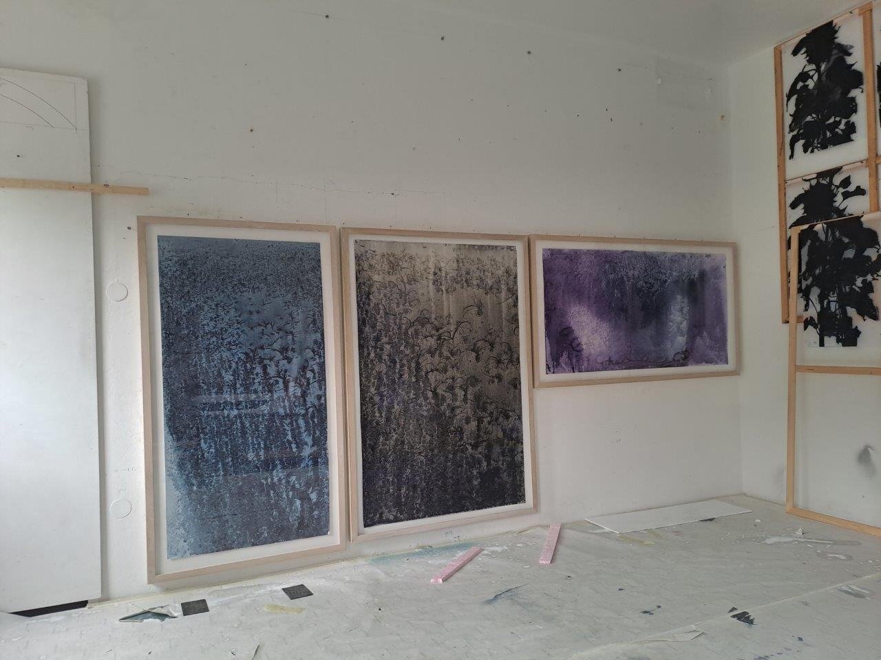 2024_Minusaquarelle, jeweils 150 x 100 cm, Studio, Radstadt