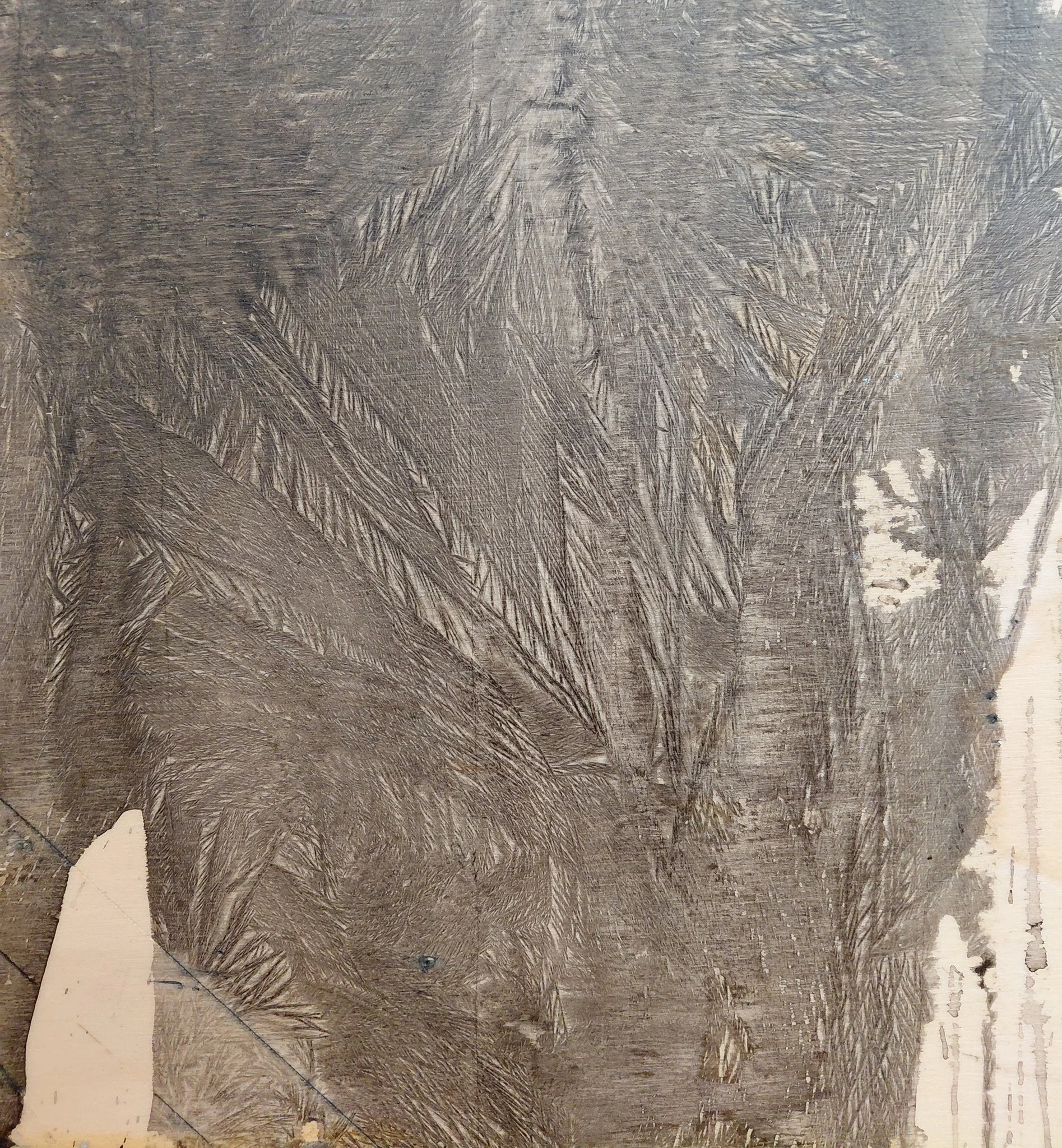 2024_Minusaquarell, Tusche auf Holz, Detail