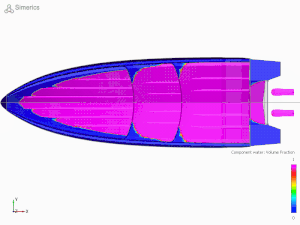 Sterk hull underwater computer model. Showing hull at standstill moving up to 50 knots.