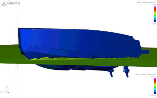 Sterk underwater computer model. Showing hull at standstill moving up to 50 knots.