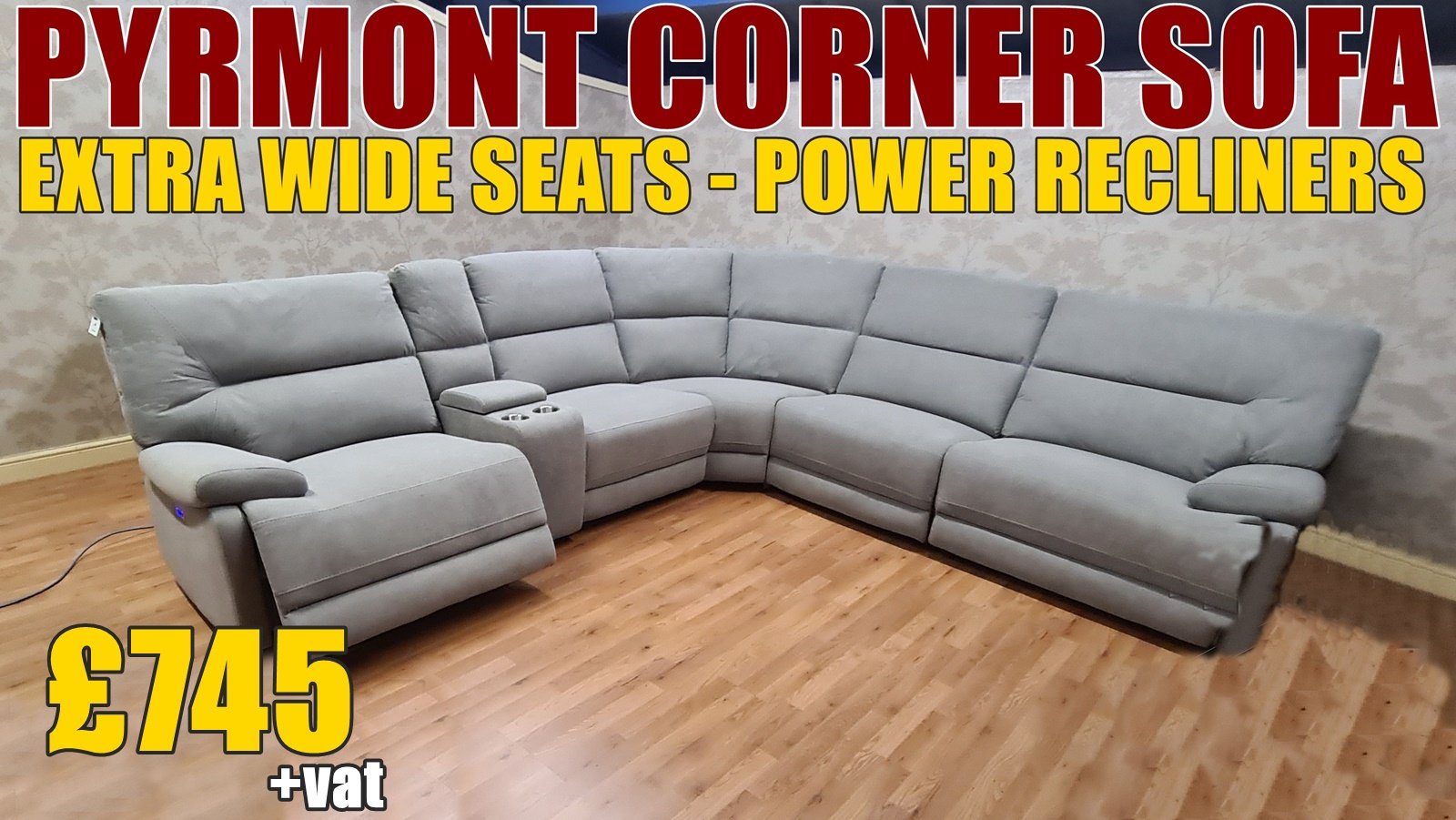 PYRMONT GREY CORNER - Large comfy corner set featuring console and power recliners
£745+vat for the corner set
Also available in Terracotta