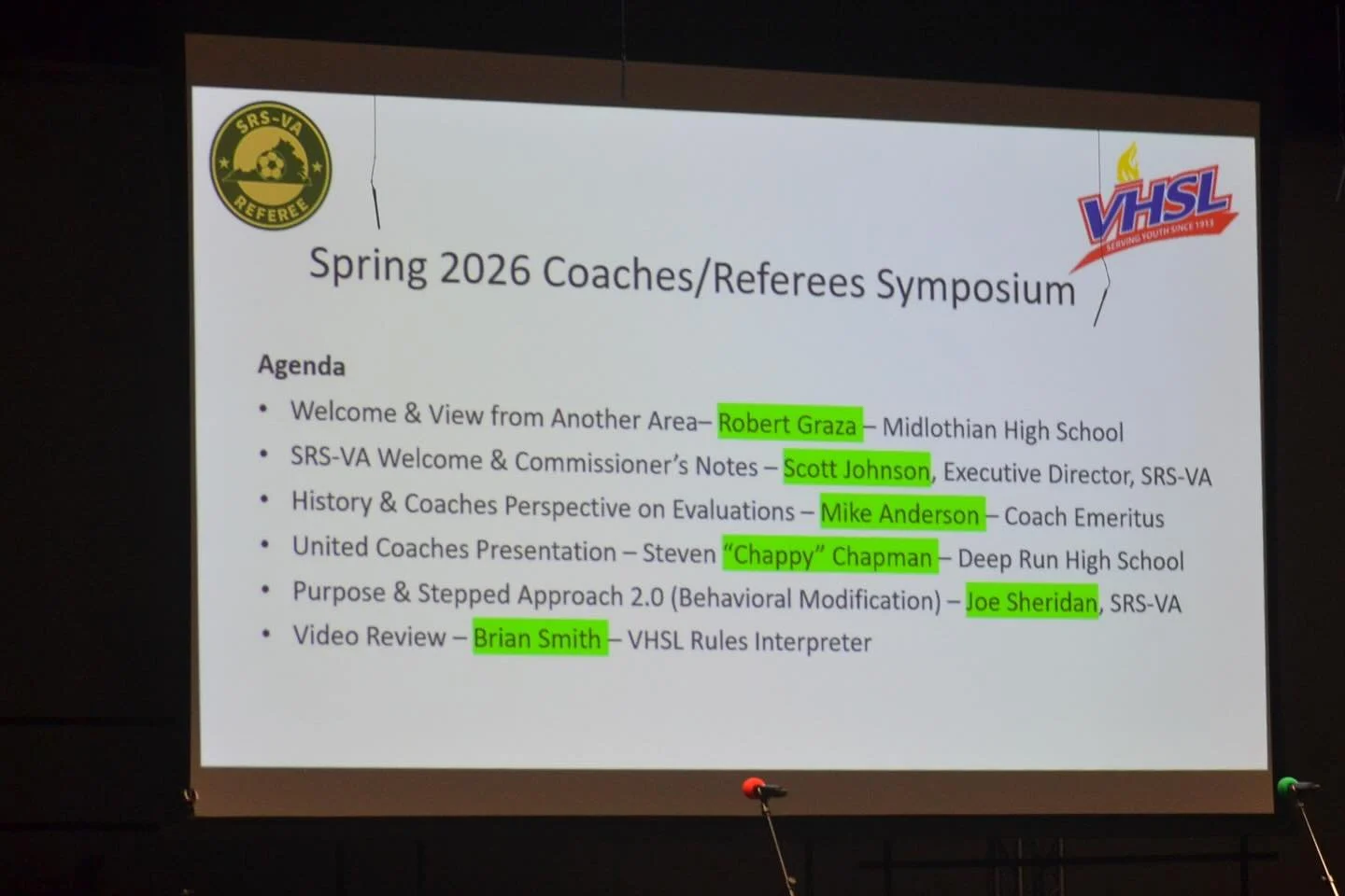 SRS-VA hosted its first Annual Scholastic Coaches/Referees Symposium on Tuesday night! 
&bull;
Over 120 Central VA coaches and referees sat in on presentations about collaboration and teamwork to ensure a fair match. 
&bull;
Time to get the season st