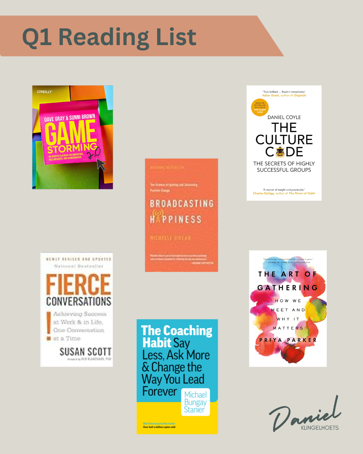 Photo collage of six book covers