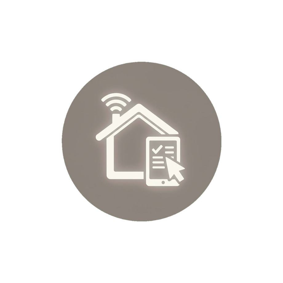 Icon eines vernetzten Hauses steht für digitale Hausverwaltung und moderne Immobilienorganisation bei Verovia in Stuttgart.
