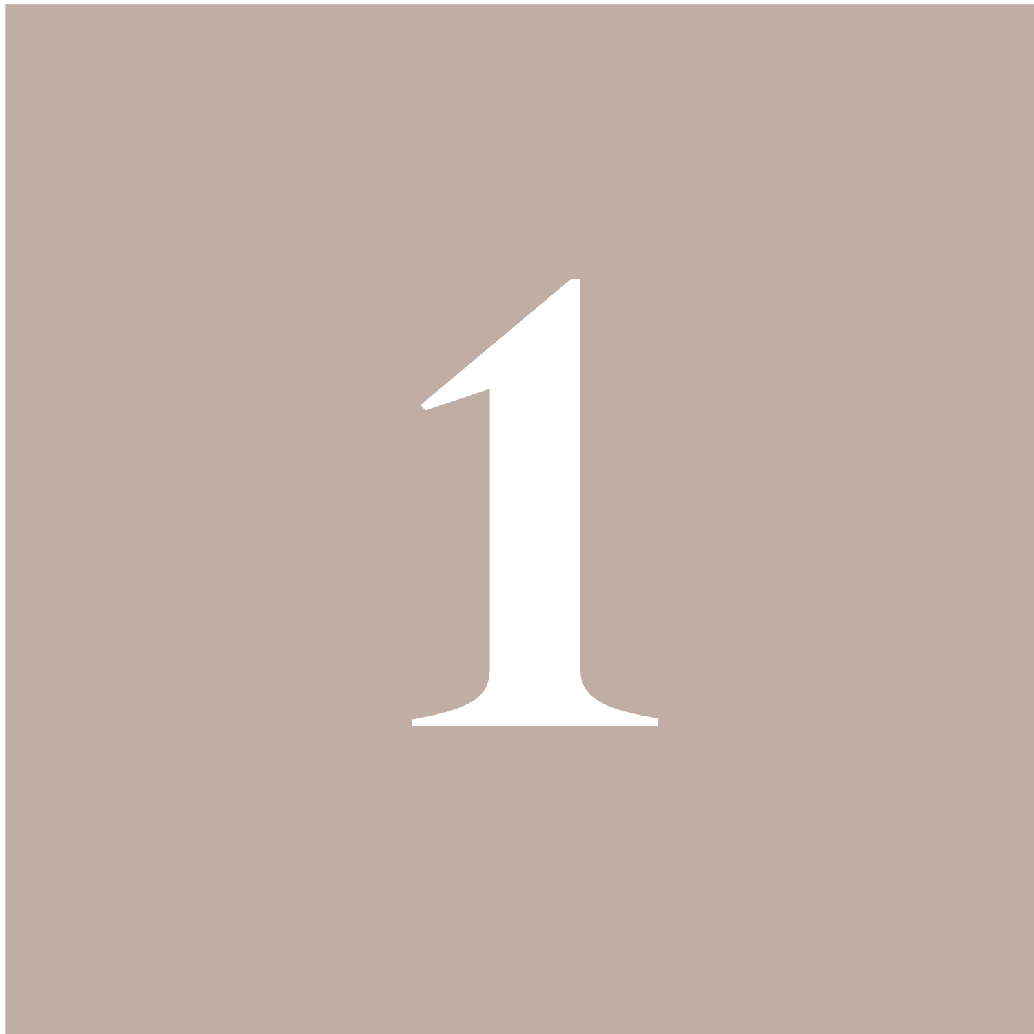 Number 1 in white on beige background.