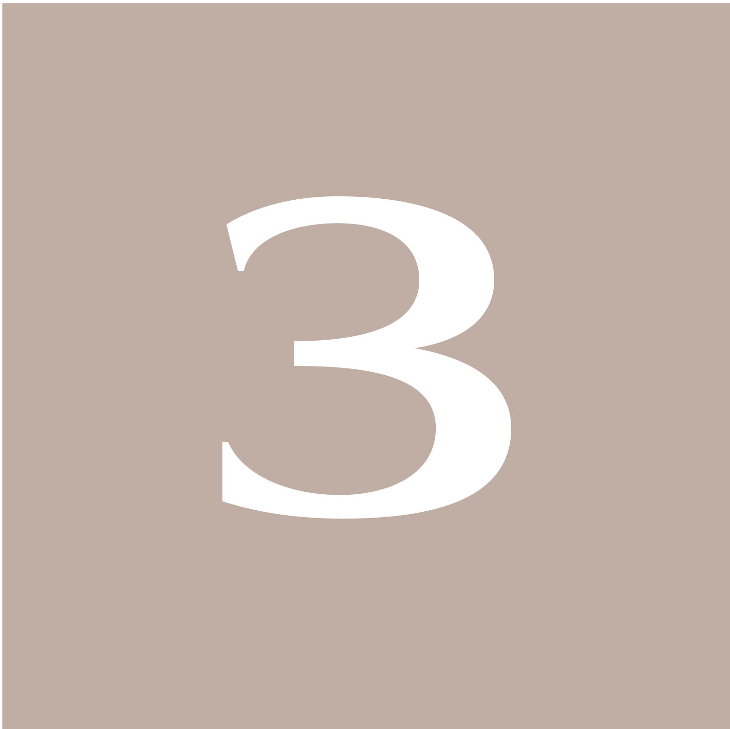 Number three on a beige background
