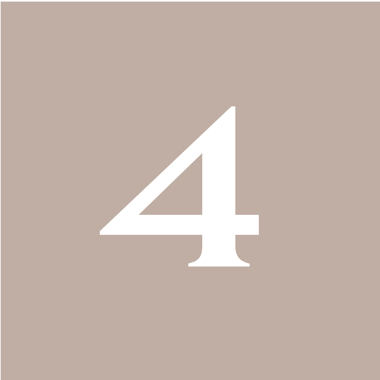 White number 4 on a beige background.