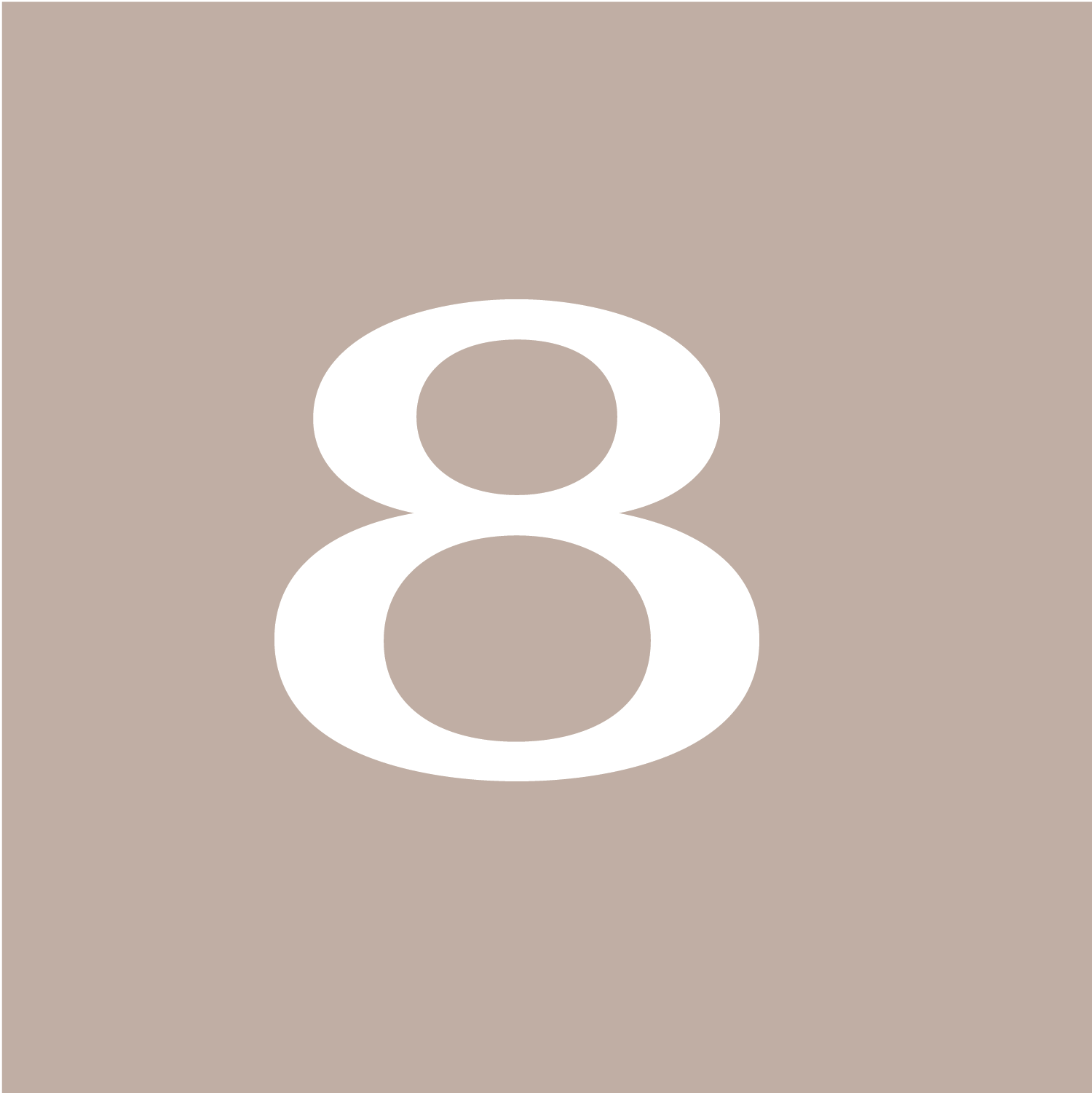 Number 8 in white on a beige background.