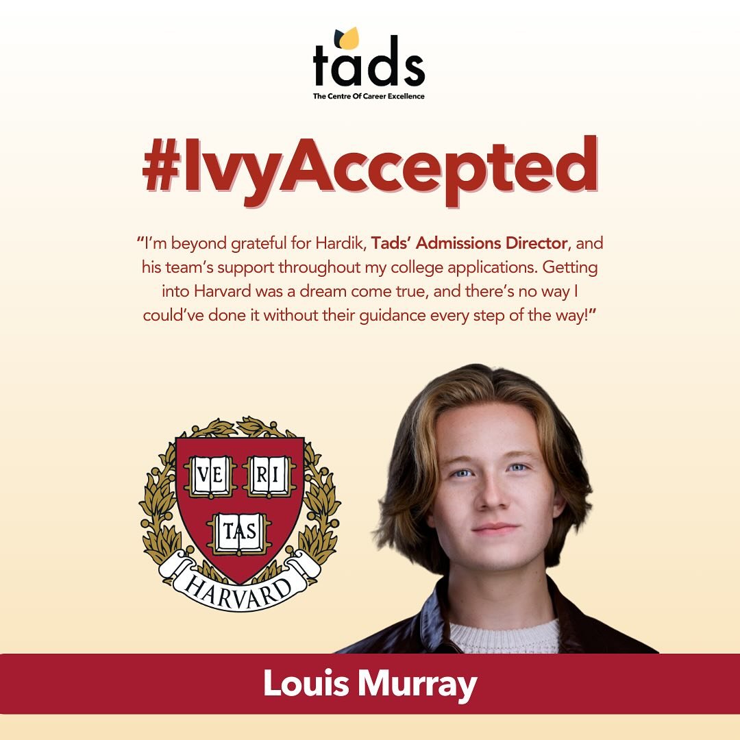 Getting into one of the world&rsquo;s most competitive universities is no small feat- it&rsquo;s the result of relentless dedication, smart strategy, and a dream turned into reality. Cheers to Louis and his mentor at Tads - The Centre of Career Excel