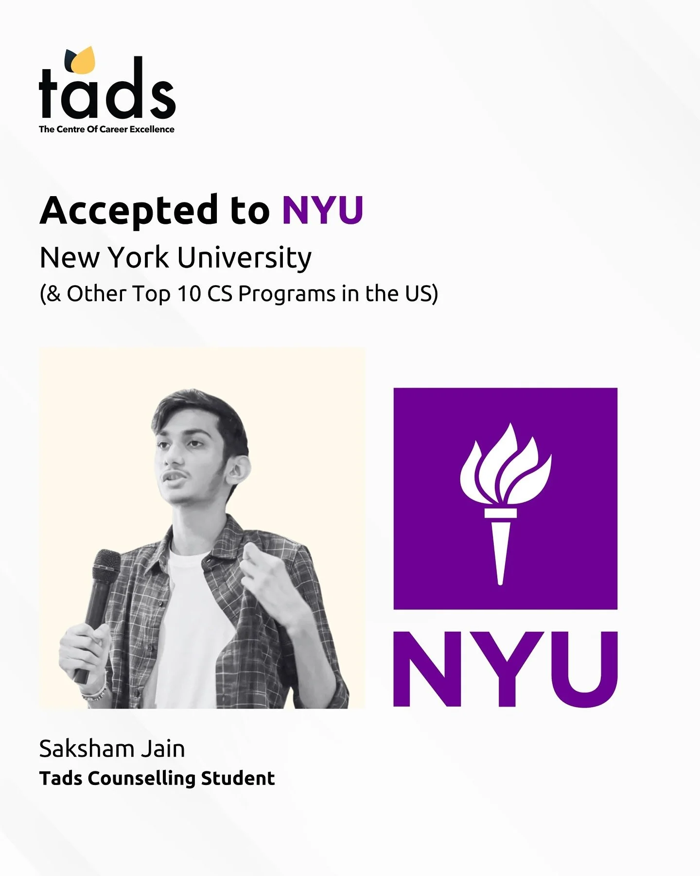New York University in the US is one of the most sought-after universities for international students, making its undergraduate admissions highly competitive. 🇺🇸

Our counselling students, including Saksham, have successfully secured admission to N