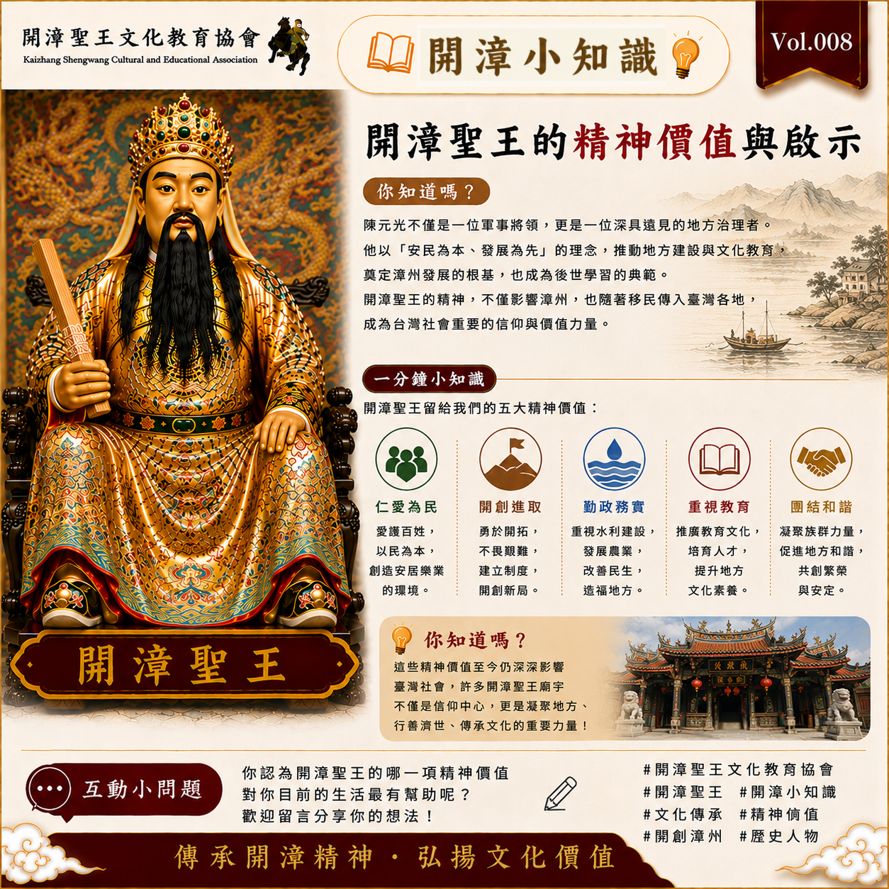 開漳小知識 Vol.008｜開漳聖王的精神價值與啟示