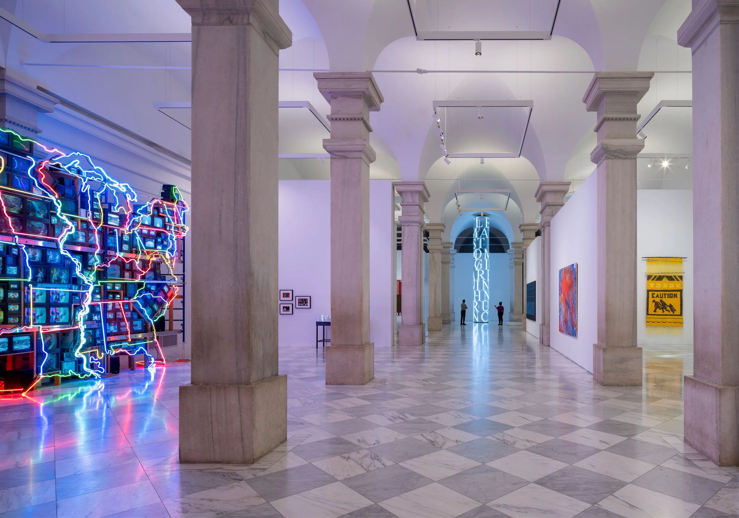 Smithsonian American Art Museum, Washington, DC, featuring Nam June Paik, "Electronic Superhighway: Continental U.S., Alaska, Hawaii" (1995) 