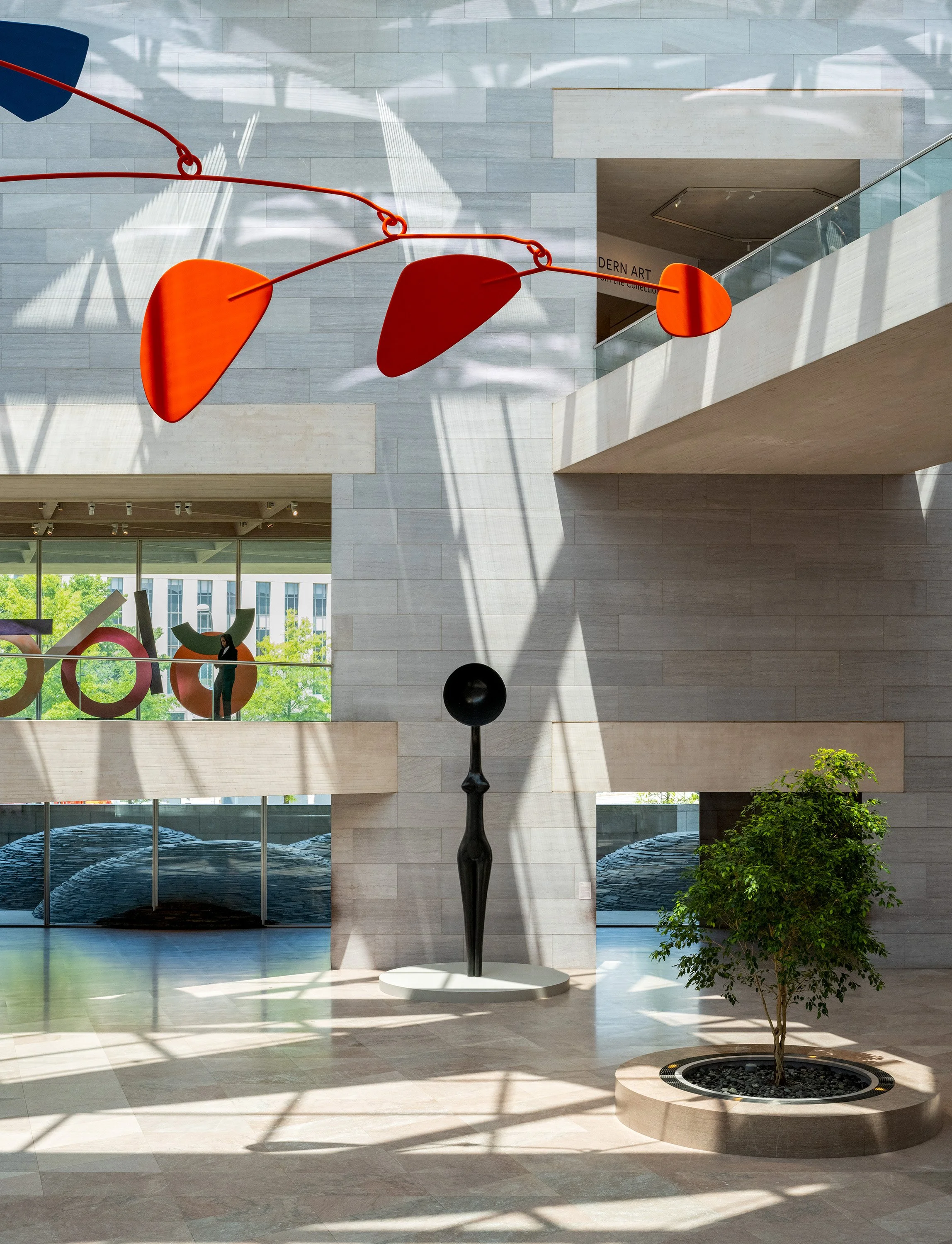 National Gallery of Art, East Building, featuring:  Alexander Calder, "Untitled" (1978) and Simone Leigh, "Sentinel", Bronze (2022)