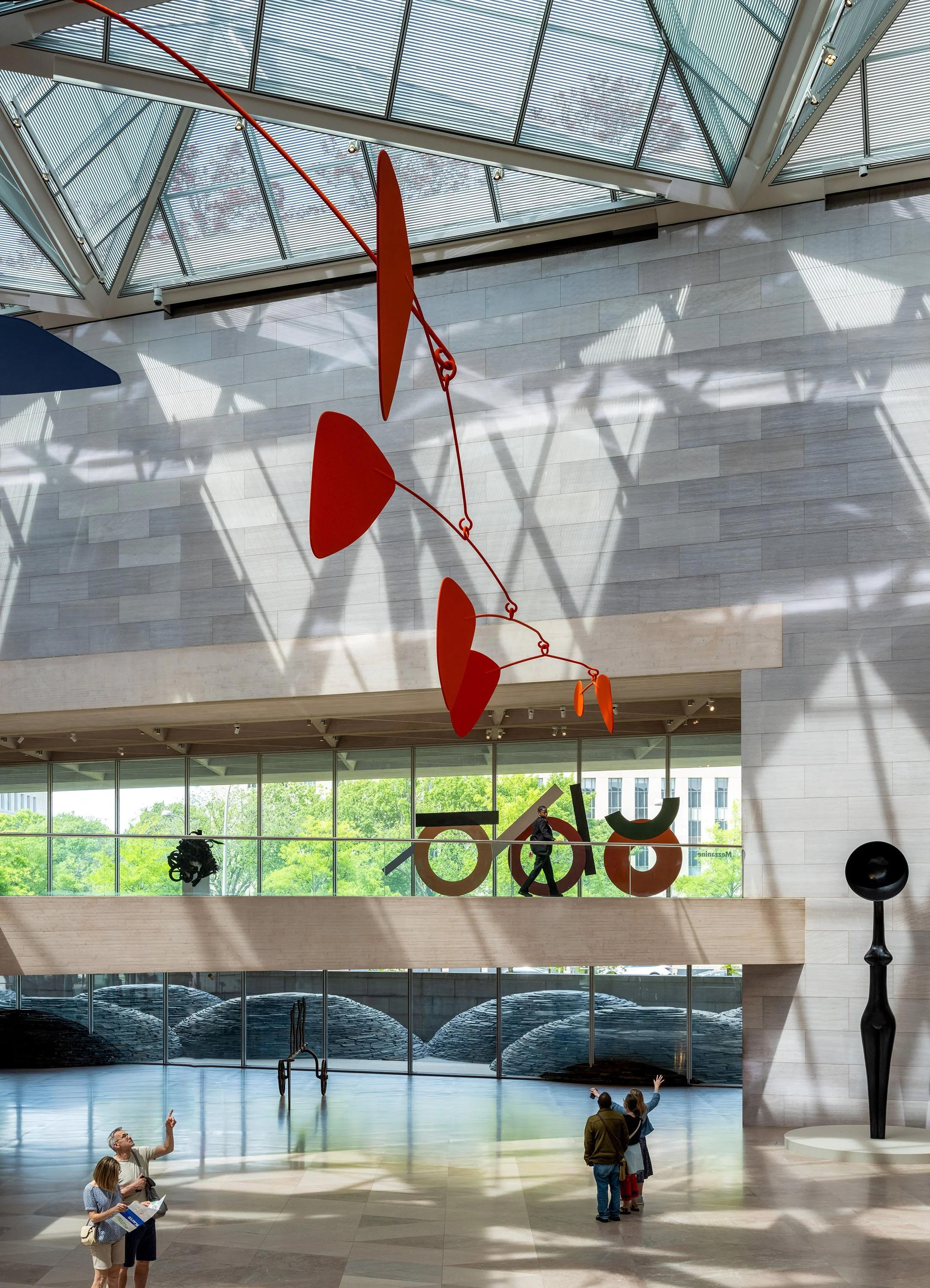 National Gallery of Art, East Building, featuring:  Alexander Calder, "Untitled" (1978) and Simone Leigh, "Sentinel", Bronze (2022)