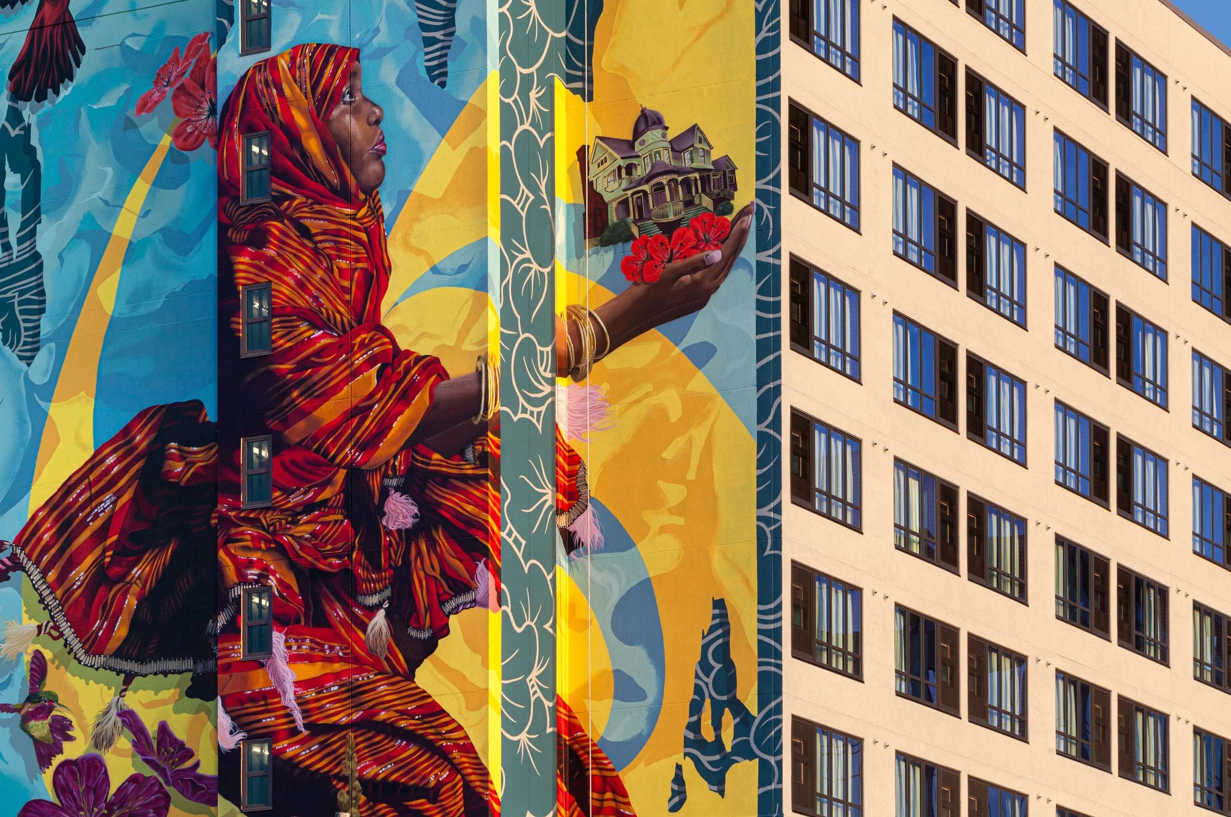 Mural:  "The Journey", A Somali immigrant story, featuring Hoden Mohammed; Artwork by:  Ryan Sarfarti and Eric Skotnes / Graduate Hotels by Hilton, Columbus, OH