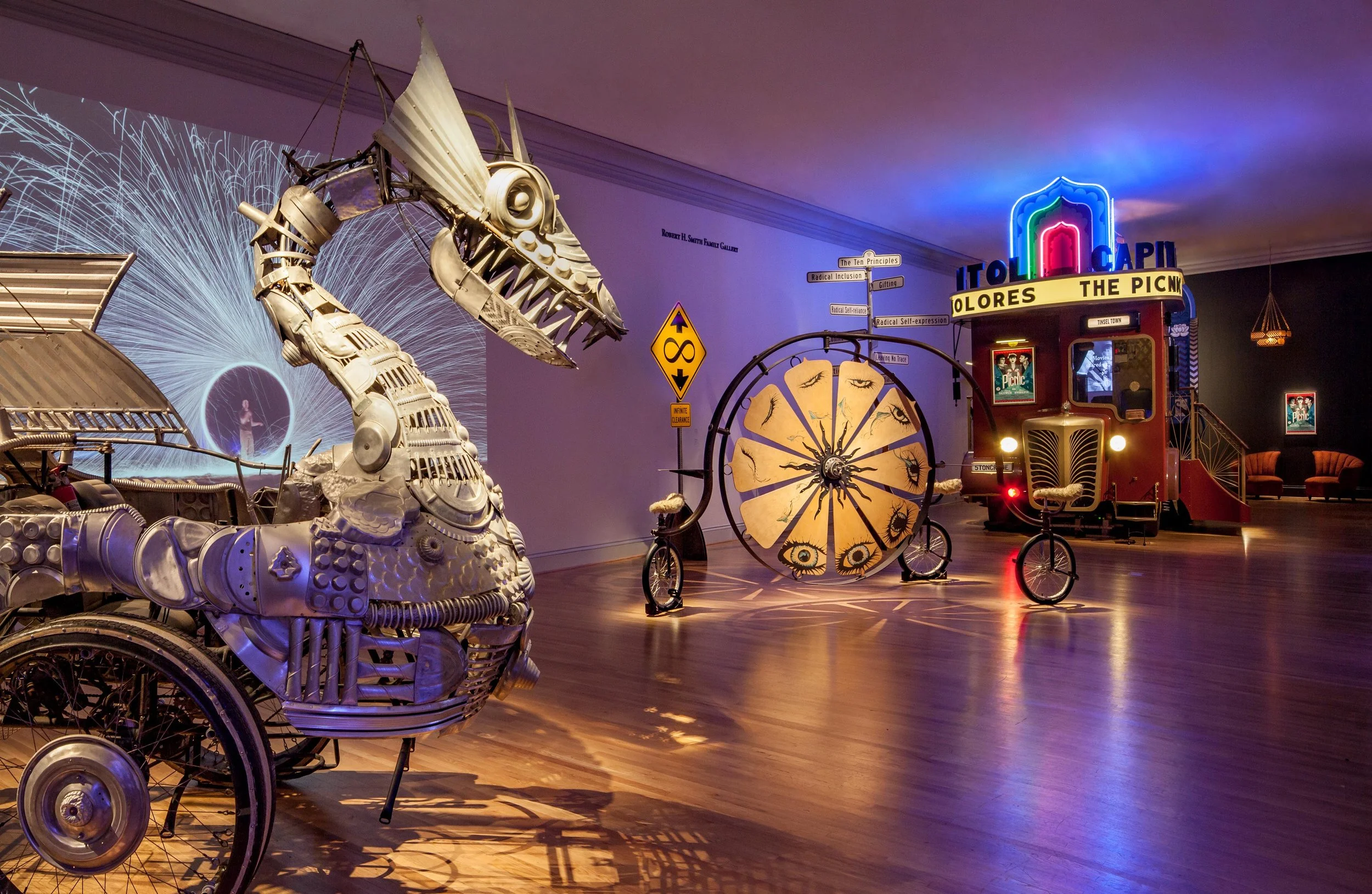 Duane Flatmo, Tin Pan Dragon; Richard Wilks, Evotrope; and Five Ton Crane Arts Collective, Capitol Theater / Art of Burning Man, Renwick Gallery, Washington, DC