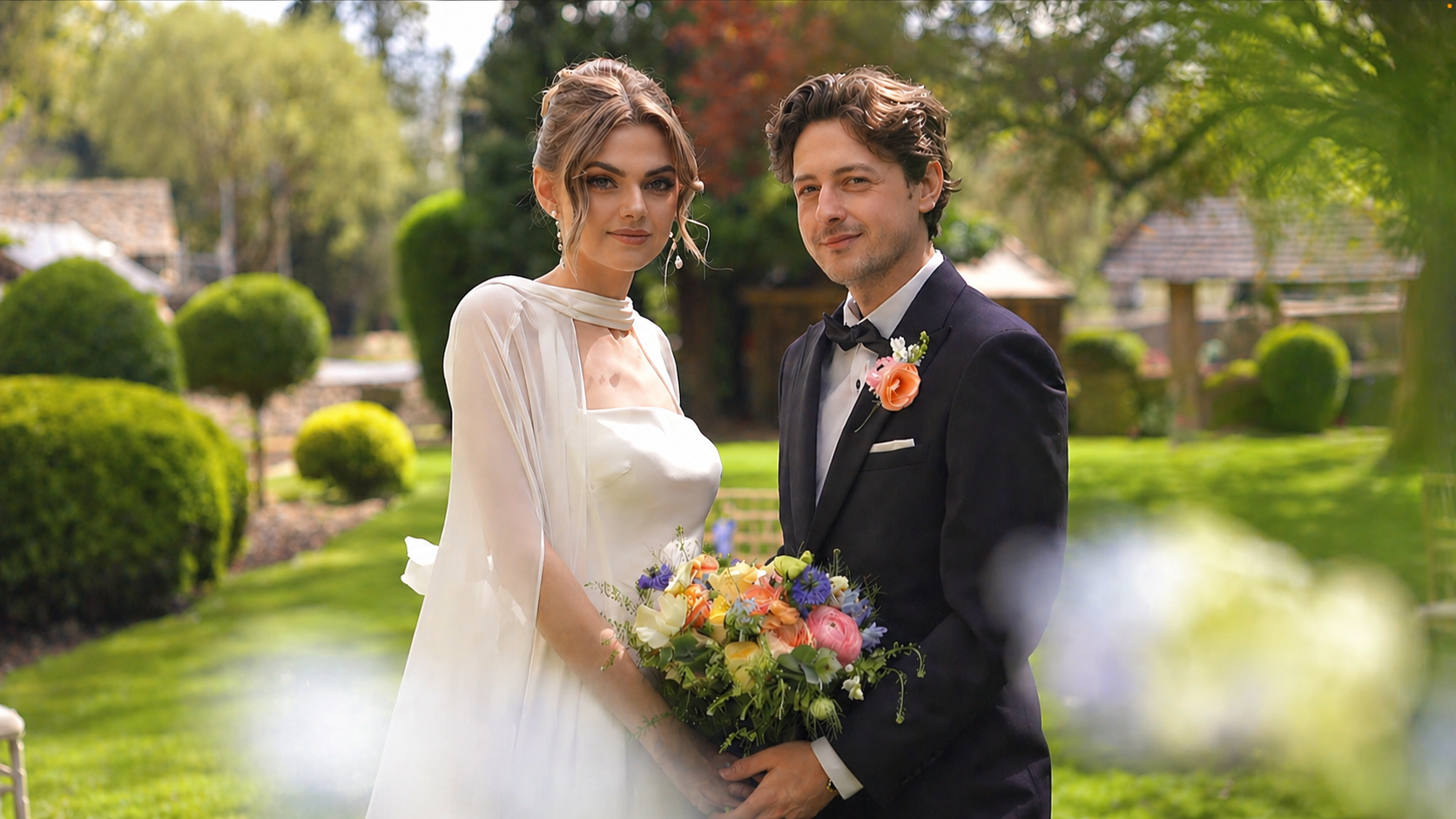 Adam and Olivia during a styled wedding shoot at The Swan Hotel, Bibury