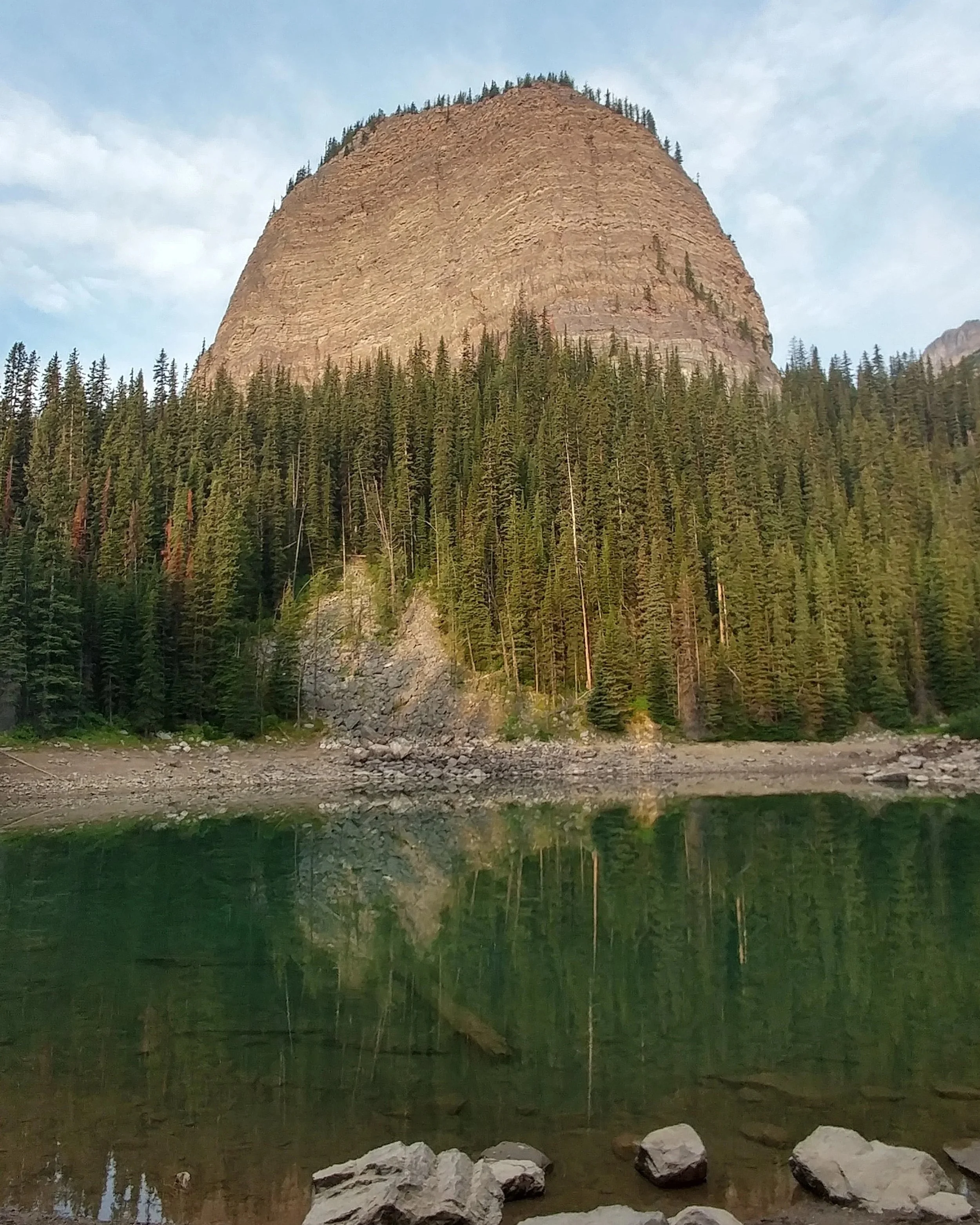 Looking up at Big Beehive from Mirror Lake