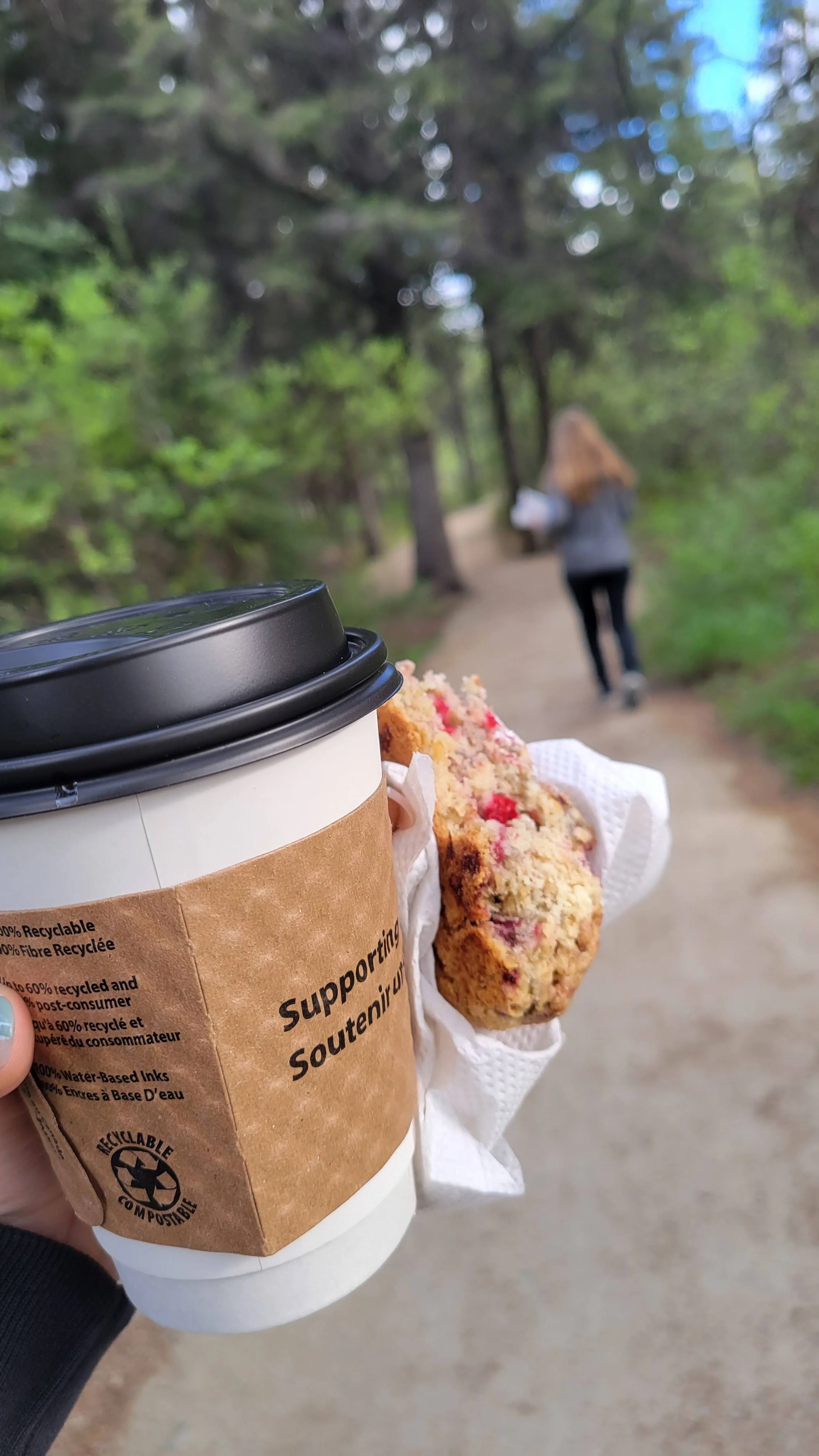 Scone and Coffee to go from the Summit Cafe