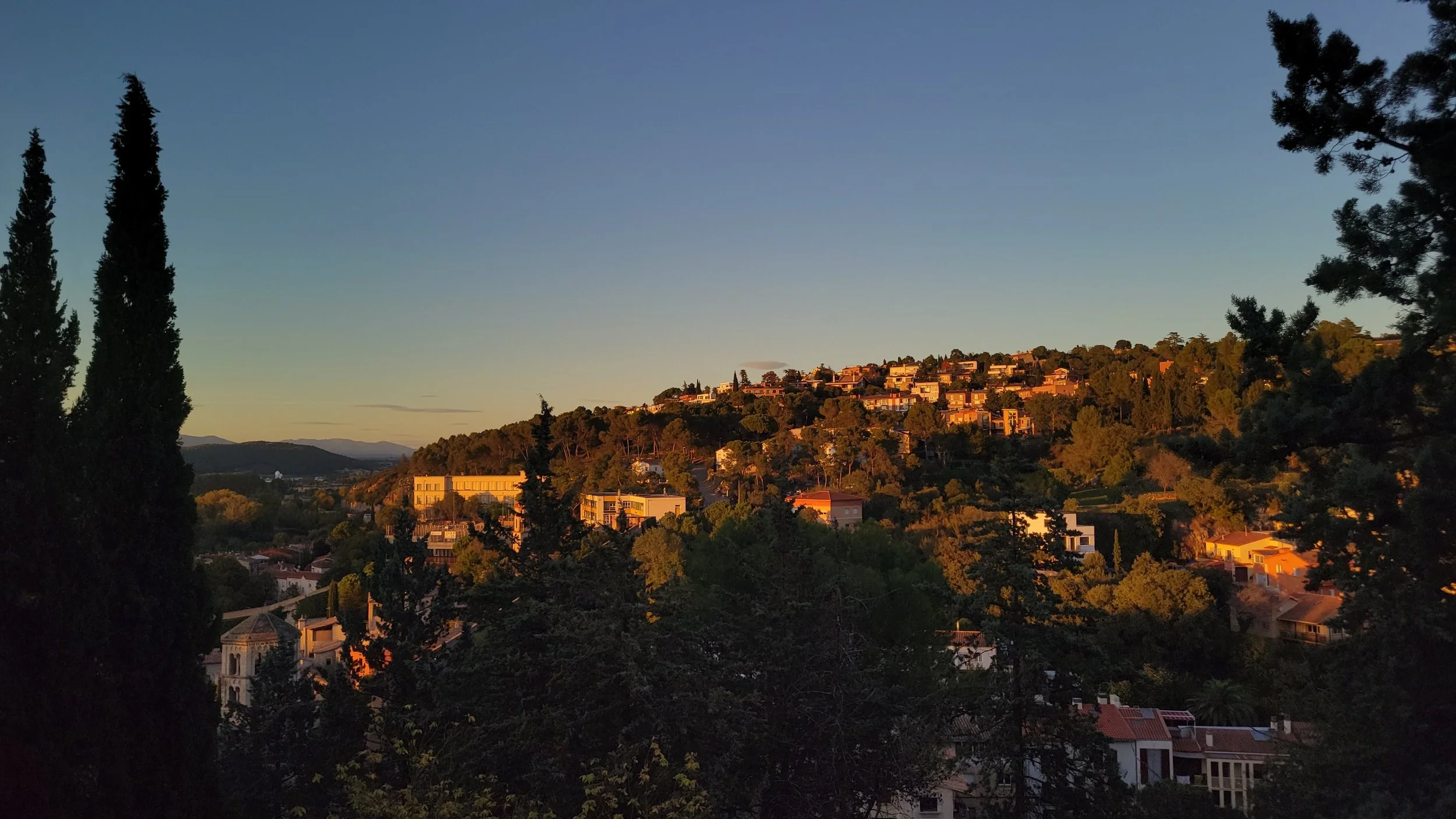 golden hour lighting the hills aroung Girona Spain