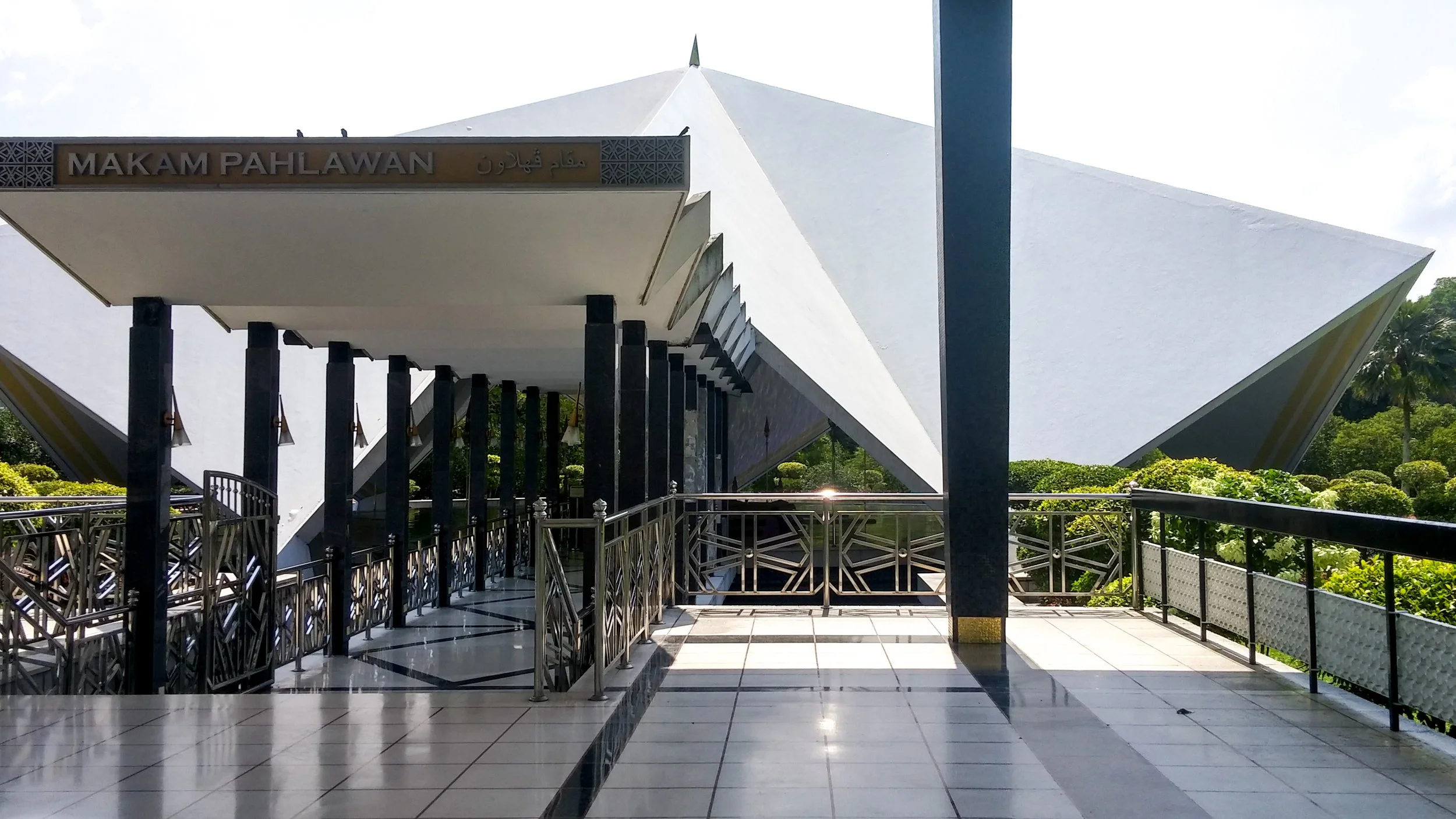 Inside the National Mosque in Kuala Lumpur.