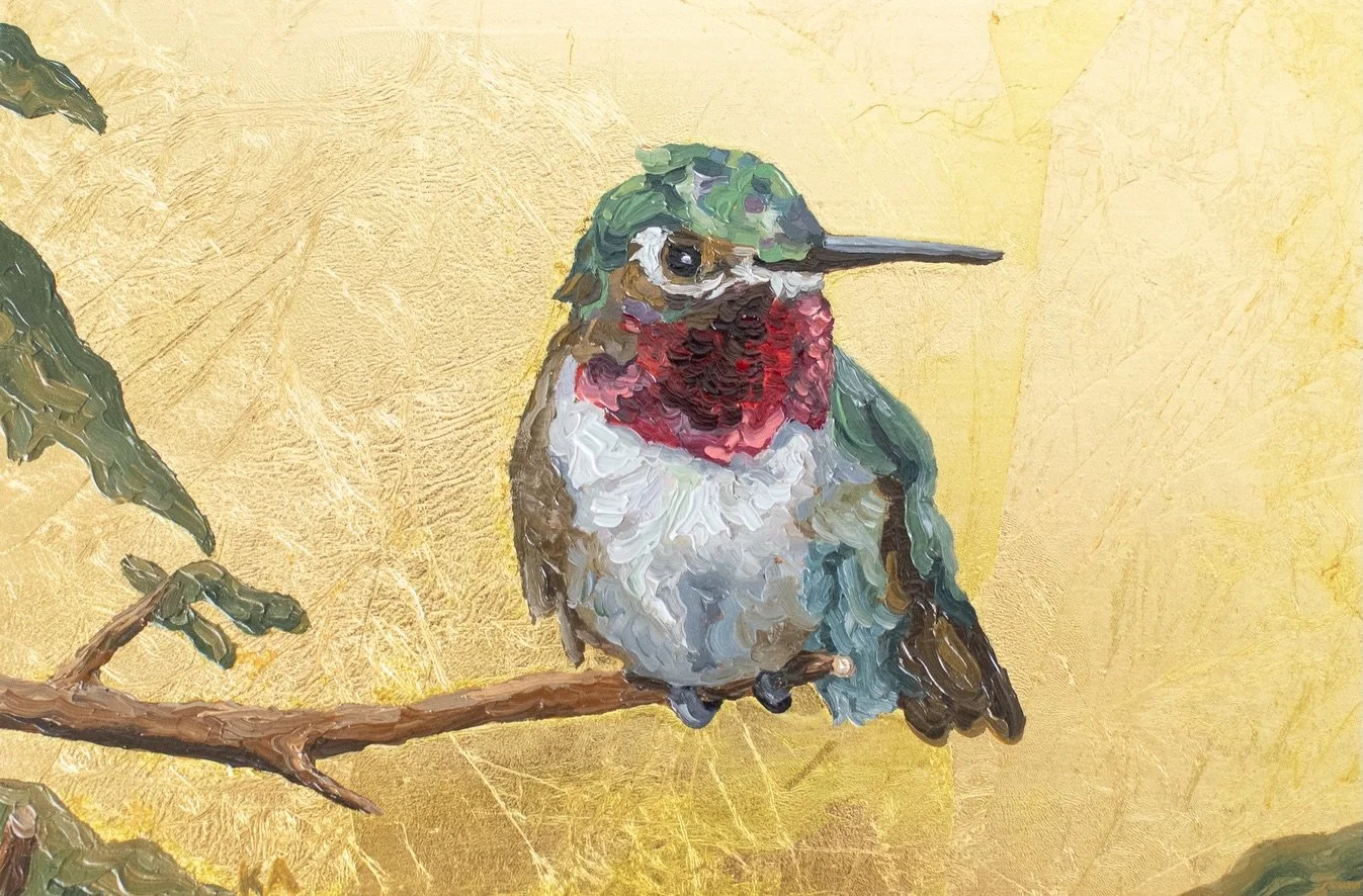 &ldquo;Ruby Throated&rdquo;
2026
4x6&rdquo;
Oil + Gold Leaf on Panel
