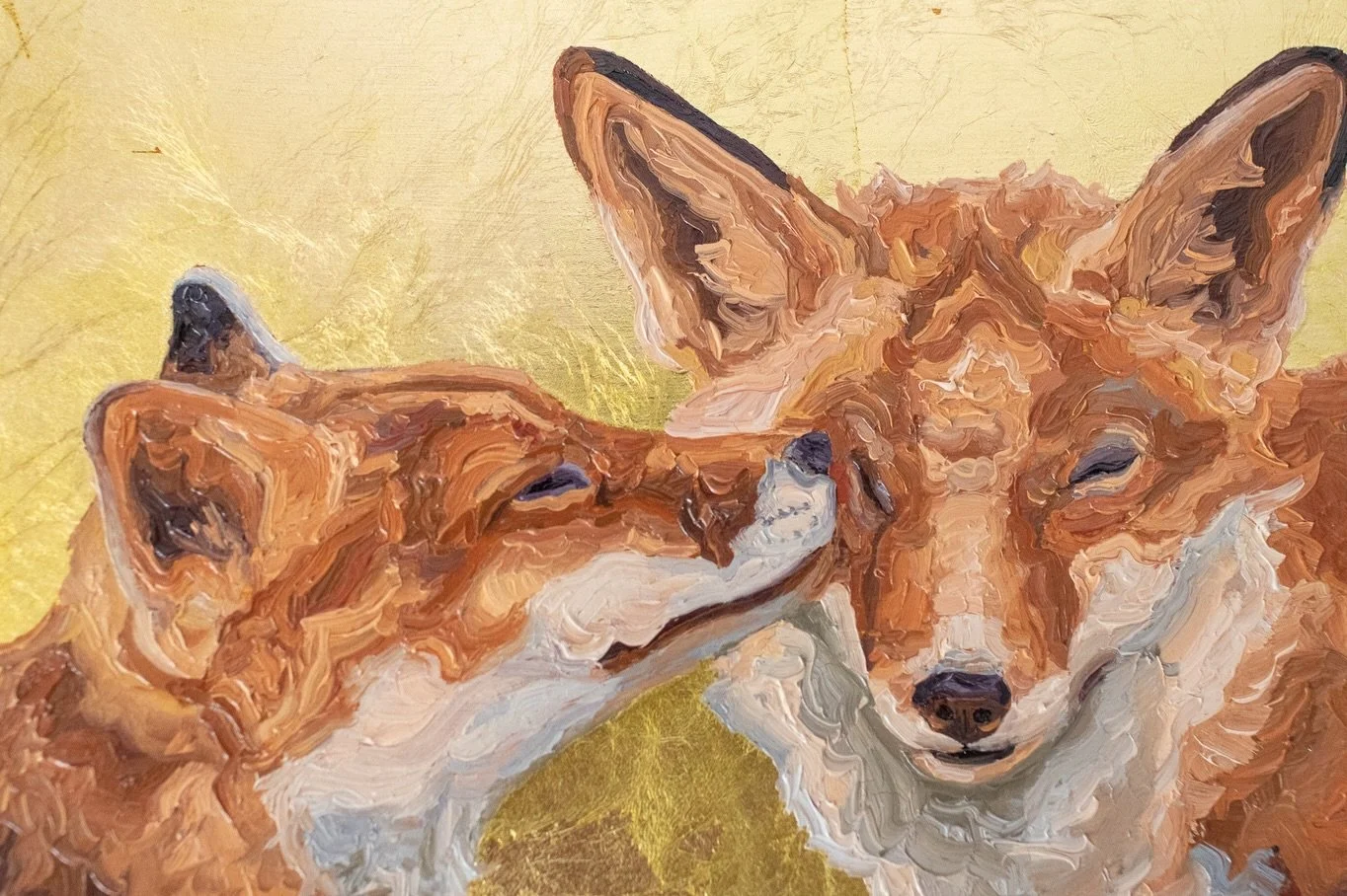 &ldquo;Fox Pair&rdquo; 
2026 
5 x 7&rdquo; 
Oil + Gold Leaf on Panel

Available through @jacksonartstudio