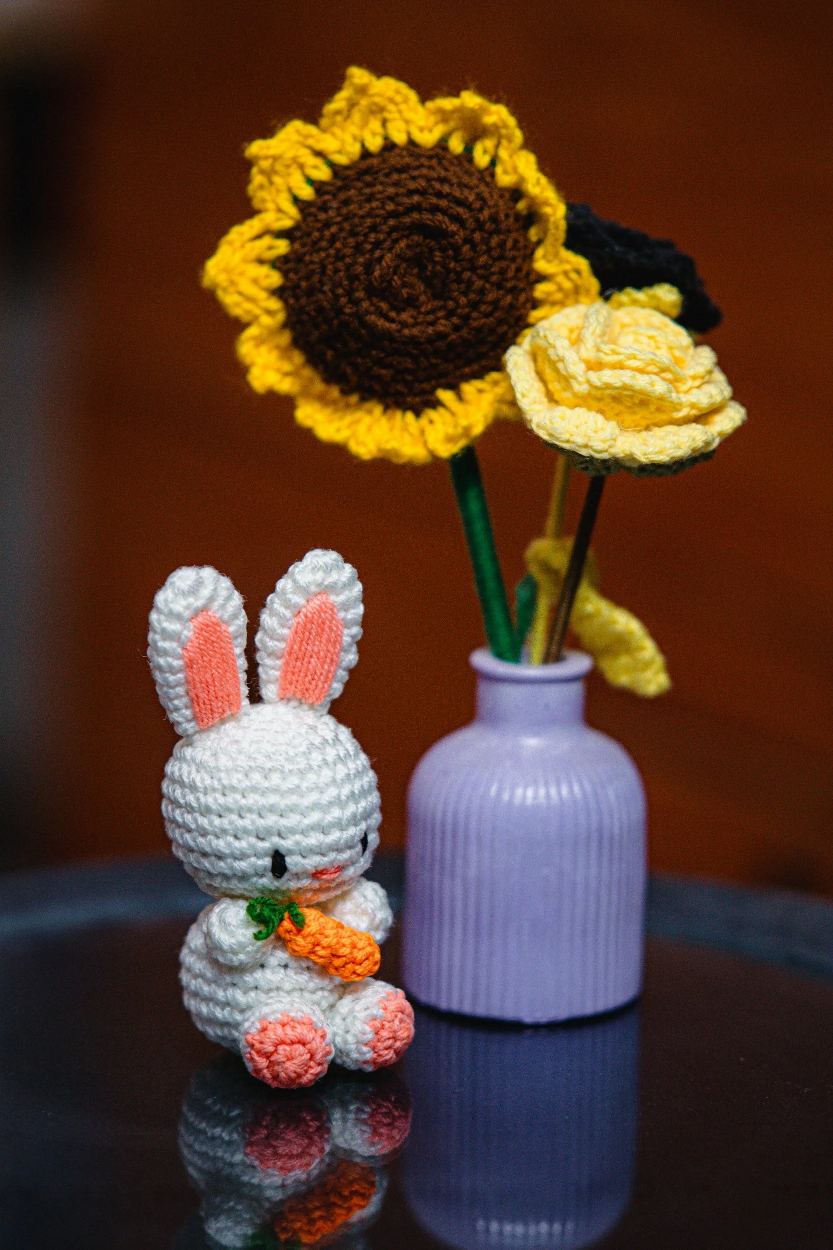 Stock Photo Crochet Bunny and Flowers