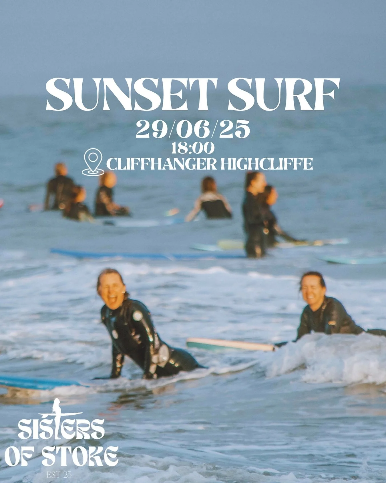 SUNDAY SUNSET SURF 🌅
It&rsquo;s looking like there might be a wave this Sunday evening so we&rsquo;re swapping our usual Saturday session for Sunday 29th June at 18:00 at Cliffhanger Highcliffe 🏄&zwj;♀️

If the waves don&rsquo;t show, we&rsquo;ll s