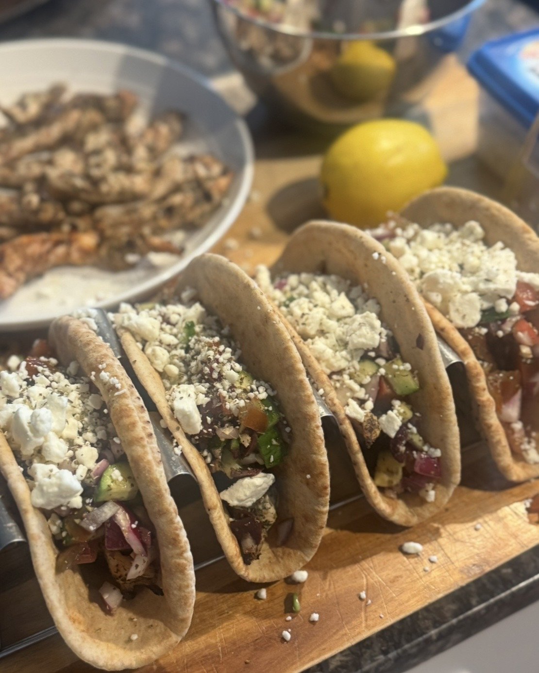GREEK CHICKEN TACOS