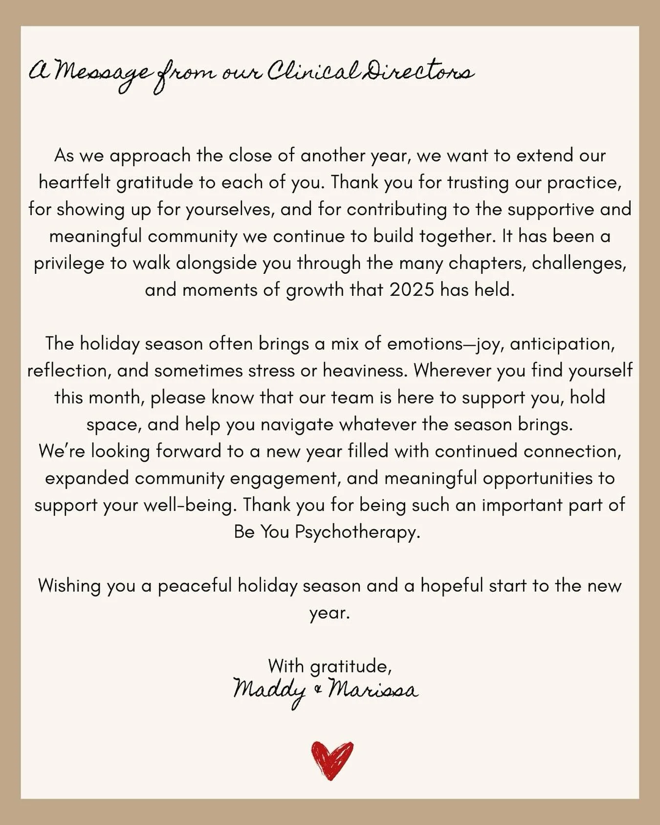 Thank You Be You Psychotherapy Community 🫶