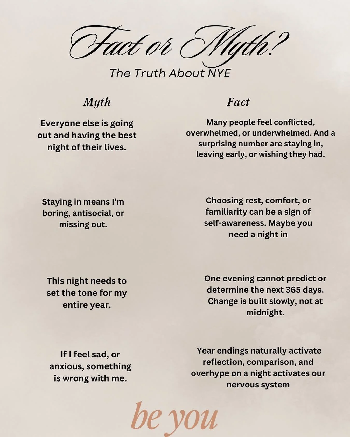 Reminder New Year&rsquo;s Eve night is just one night! Challenge the FOMO, NYE can look many different ways, and all are ok!