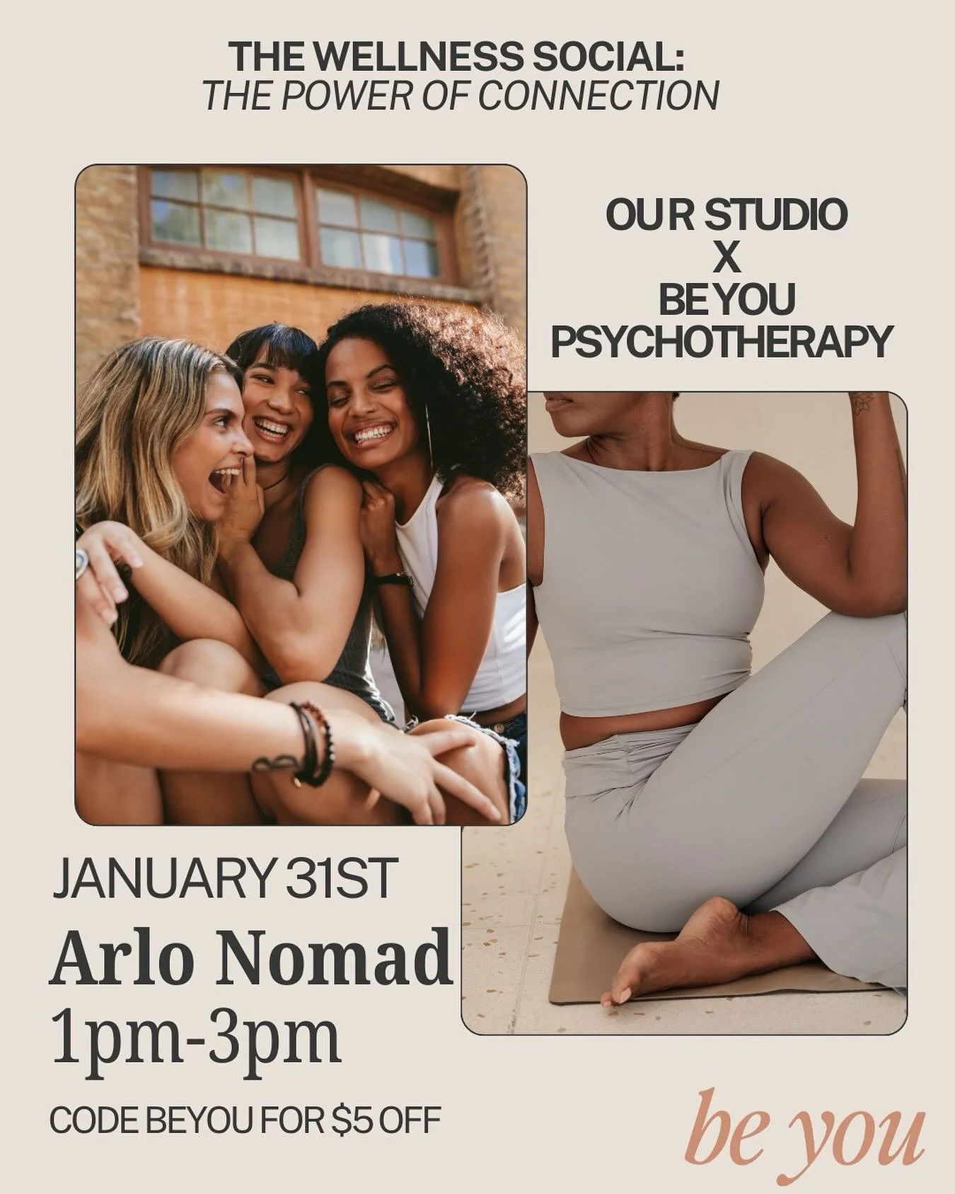 We are back at it again with @justineforwellness for a powerful @ourstudio_wellness event, The Wellness Social: The Power of Connection led by Senior Psychotherapist Jennie Kleinman. Interested in joining sign up here https://luma.com/b7nk6fnd and us