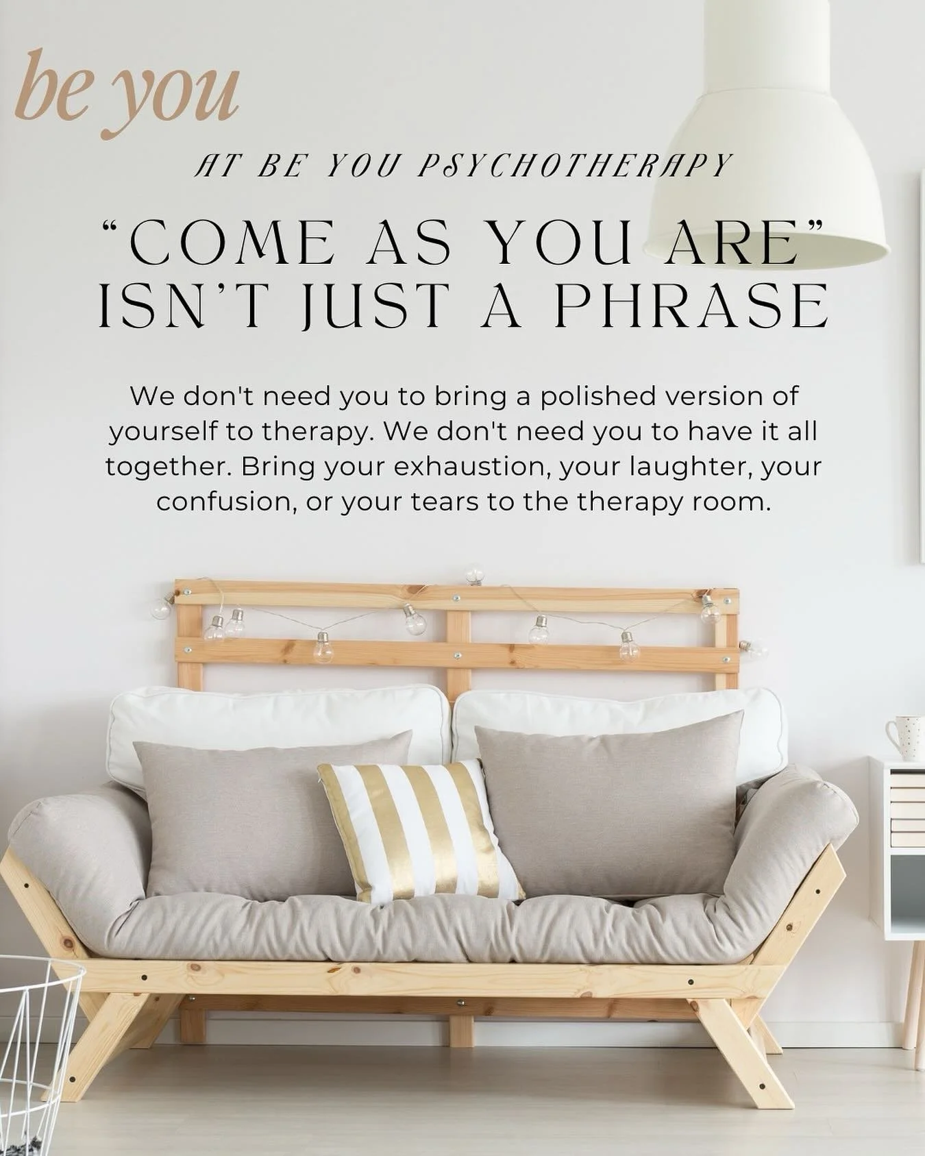 Therapy is one of the very few places where you can just ✨be ✨  We pride ourselves on creating a safe space for our clients so they can be their most authentic self so they can live an intentional, purposeful, and fulfilling life outside of the thera
