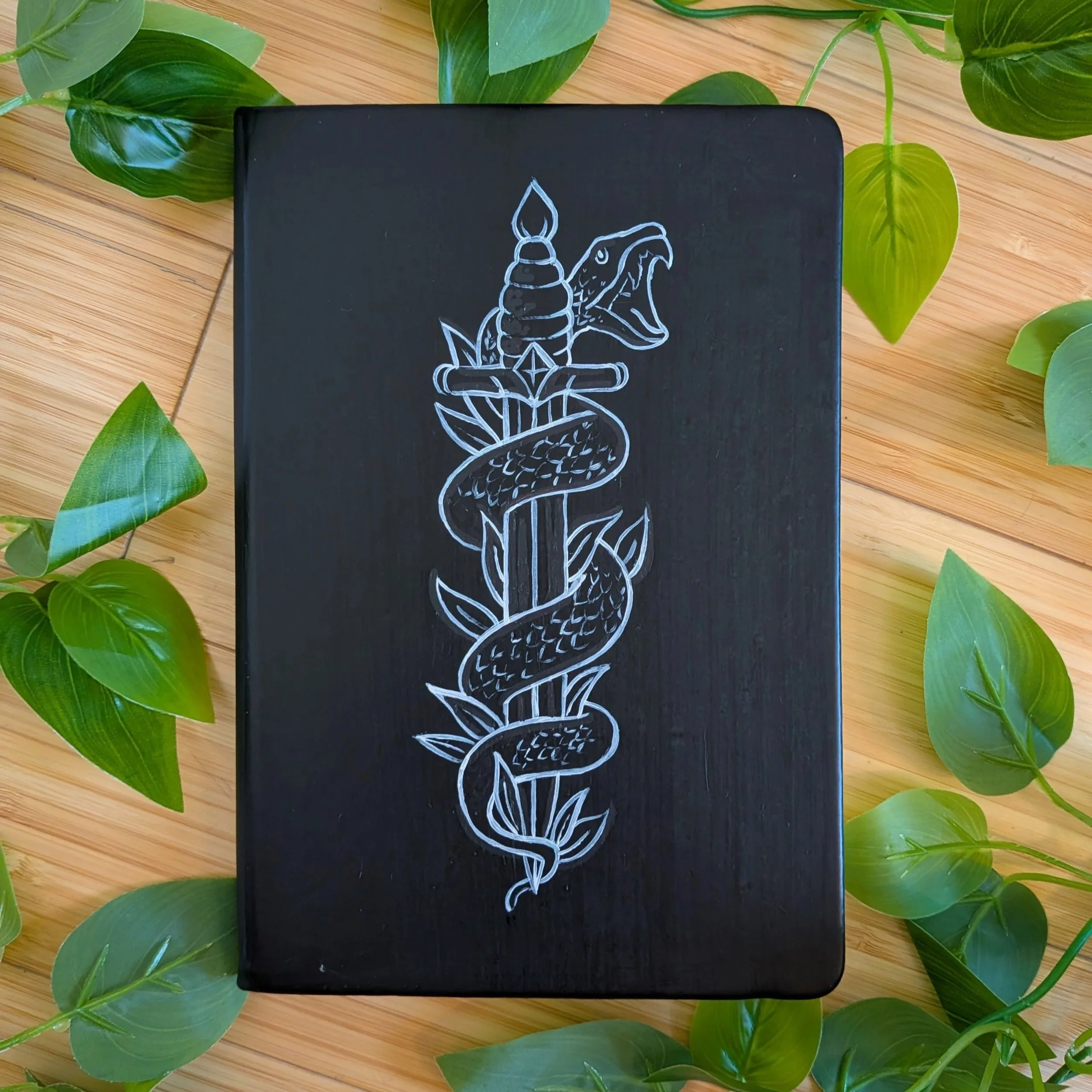 handpainted serpent dagger journal
