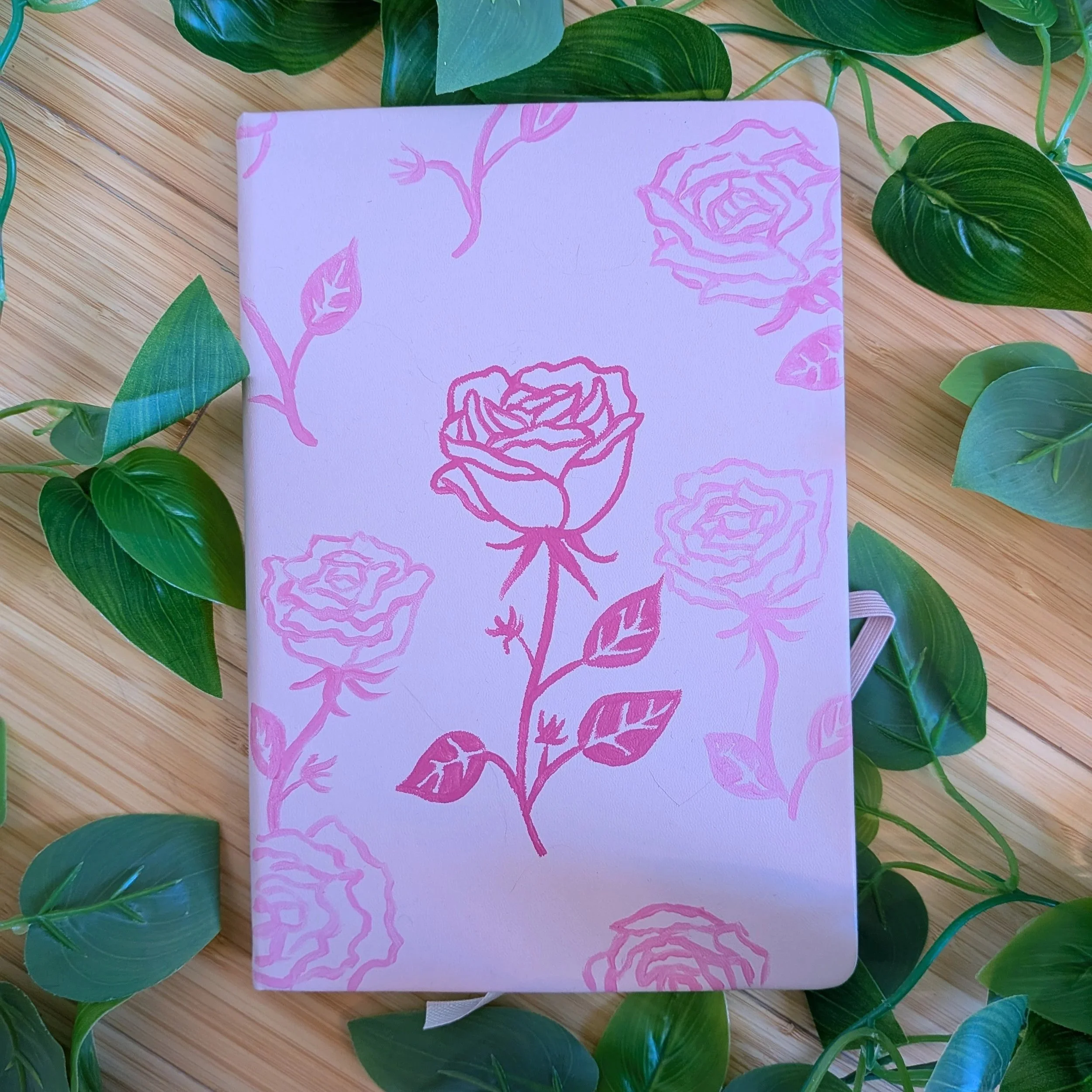 handpainted rose journal
