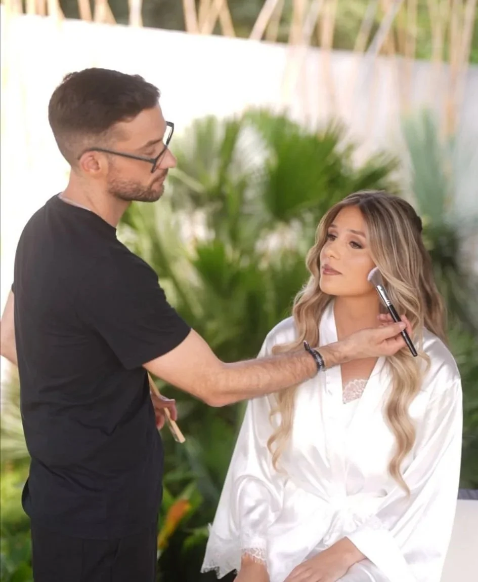 Portugal wedding, hair and makeup artist, José Félix Beauty, creating elegant and flawless bridal looks for destination weddings