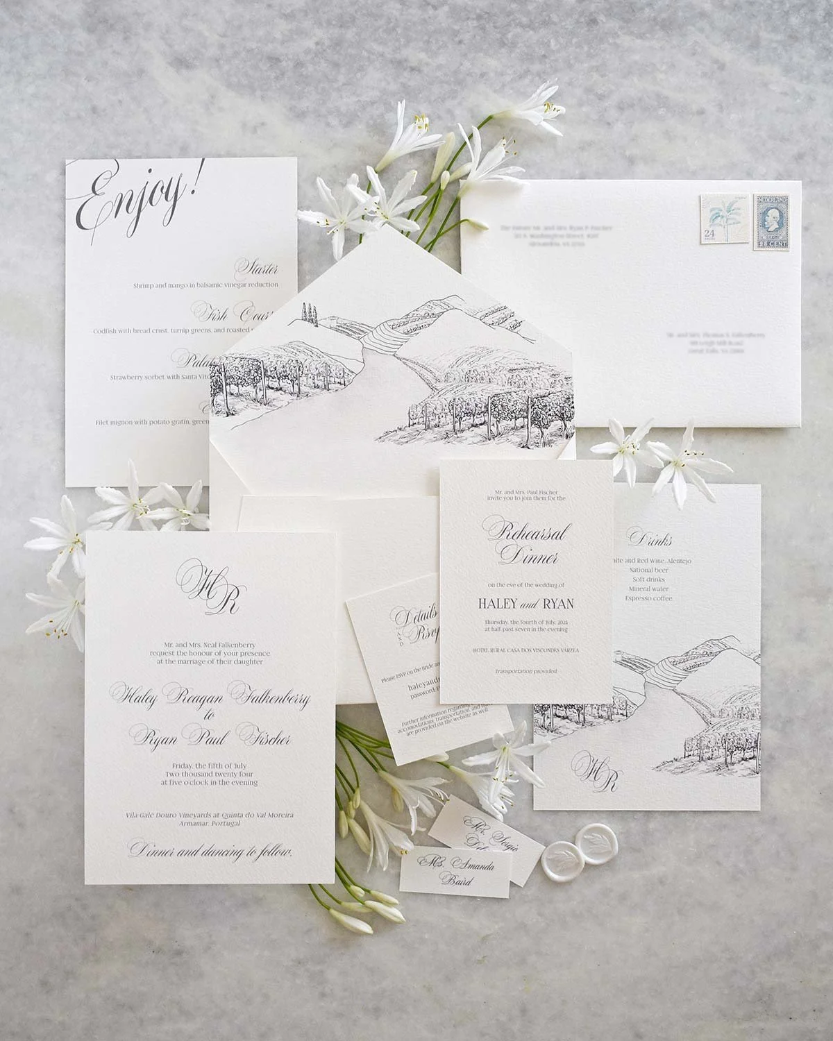 Portugal wedding, wedding stationery, A Pajarita, creating elegant and bespoke stationery for destination weddings