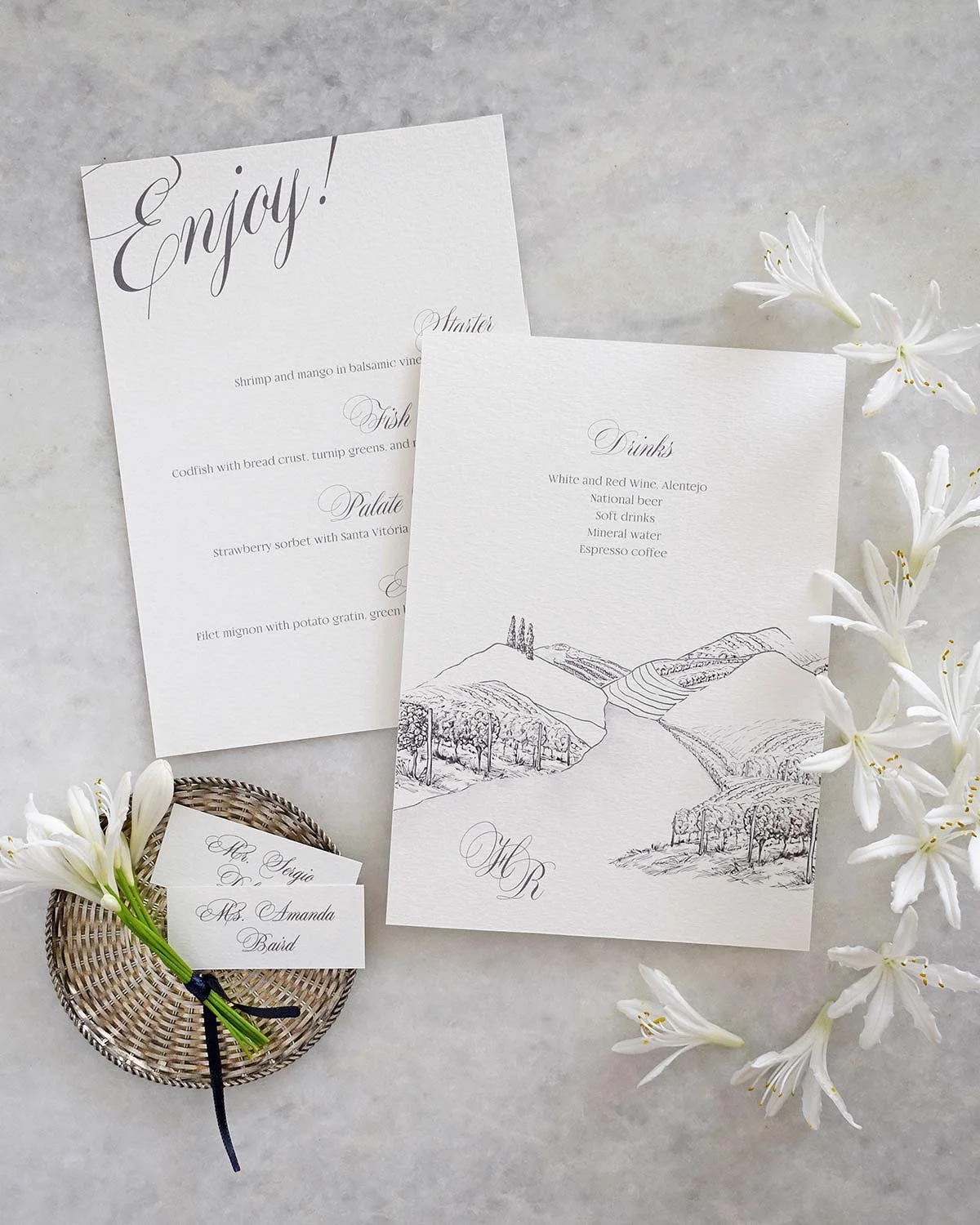 Portugal wedding, wedding stationery, A Pajarita, creating elegant and bespoke stationery for destination weddings