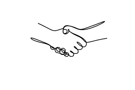 Line drawing of a handshake.